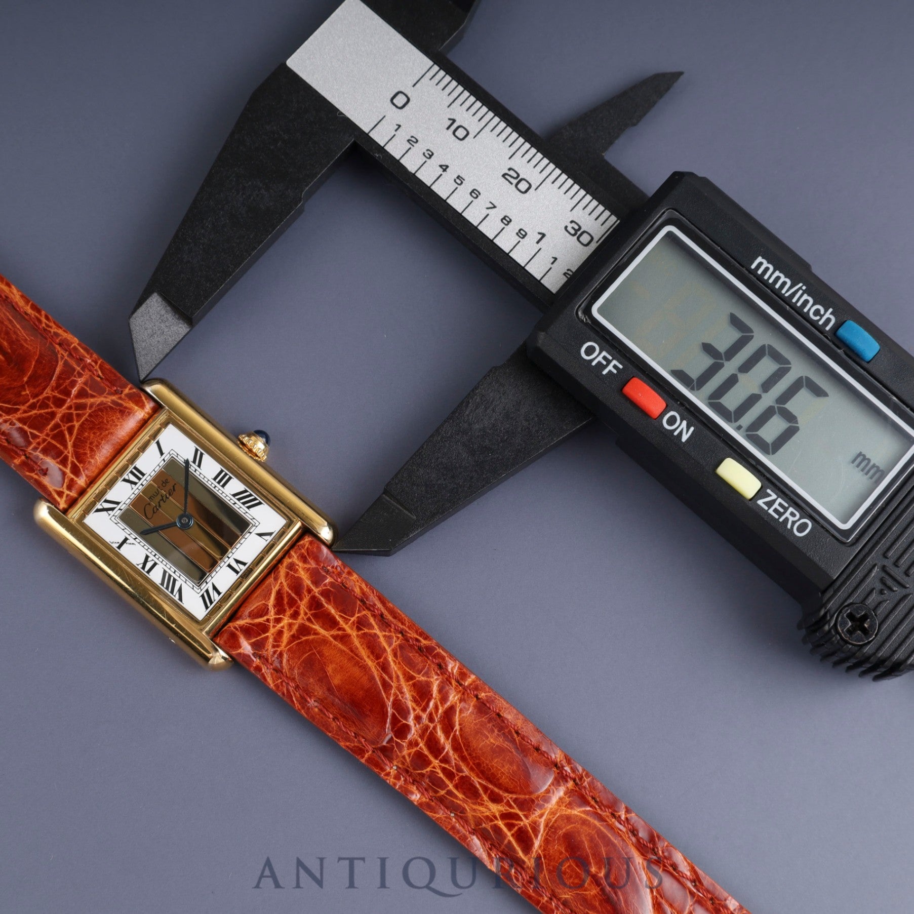 Cartier Must Tank LM 590005 Quartz Caliber 690 SV925 Leather Strap with Genuine GP Buckle, Front Trinity Dial, Overhauled