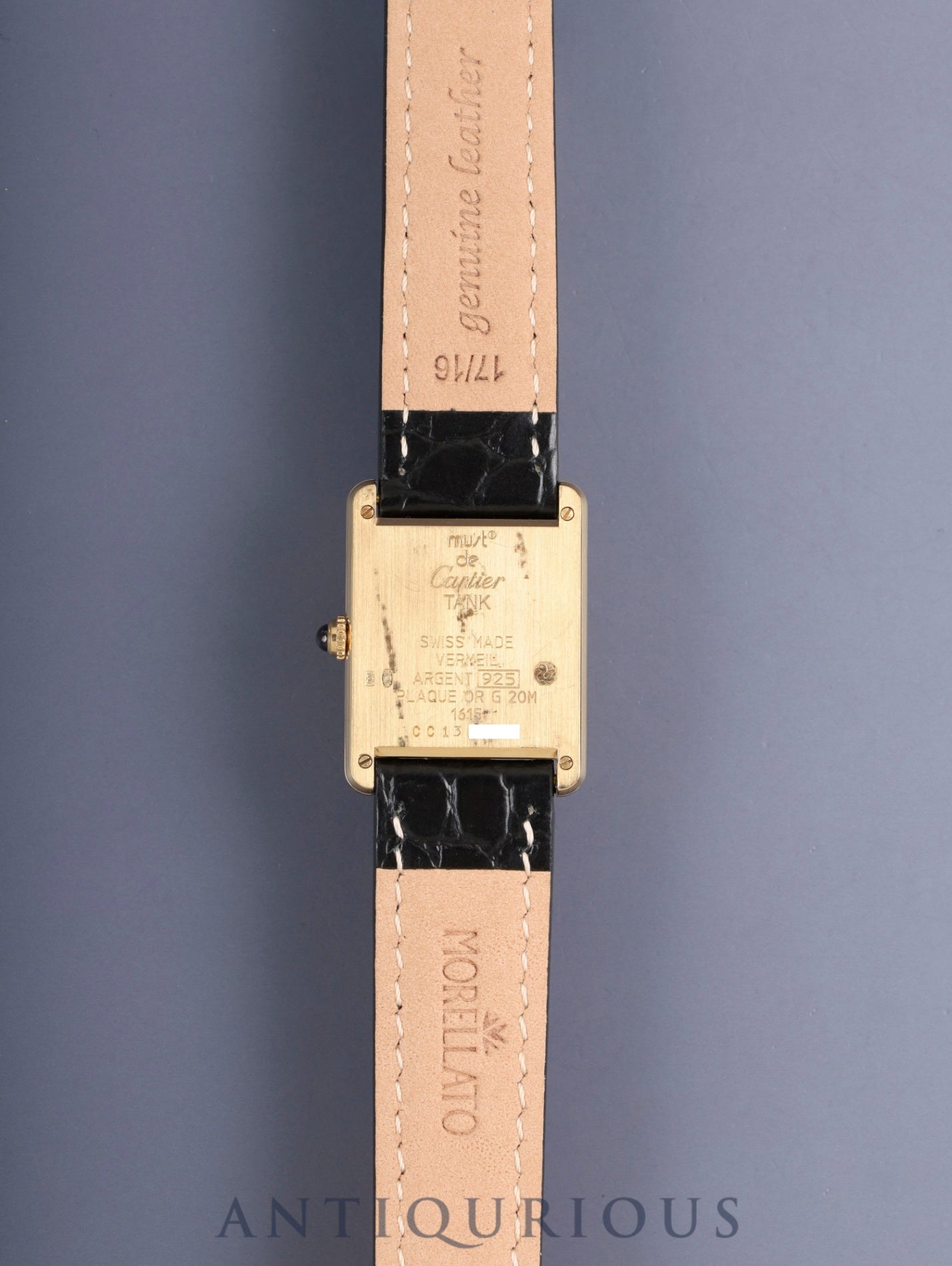 カルティエ マストタンク LM 1615 クォーツ SV925 革 純正尾錠(GP)アイボリーローマン文字盤(SWISS表記) オーバーホール済み