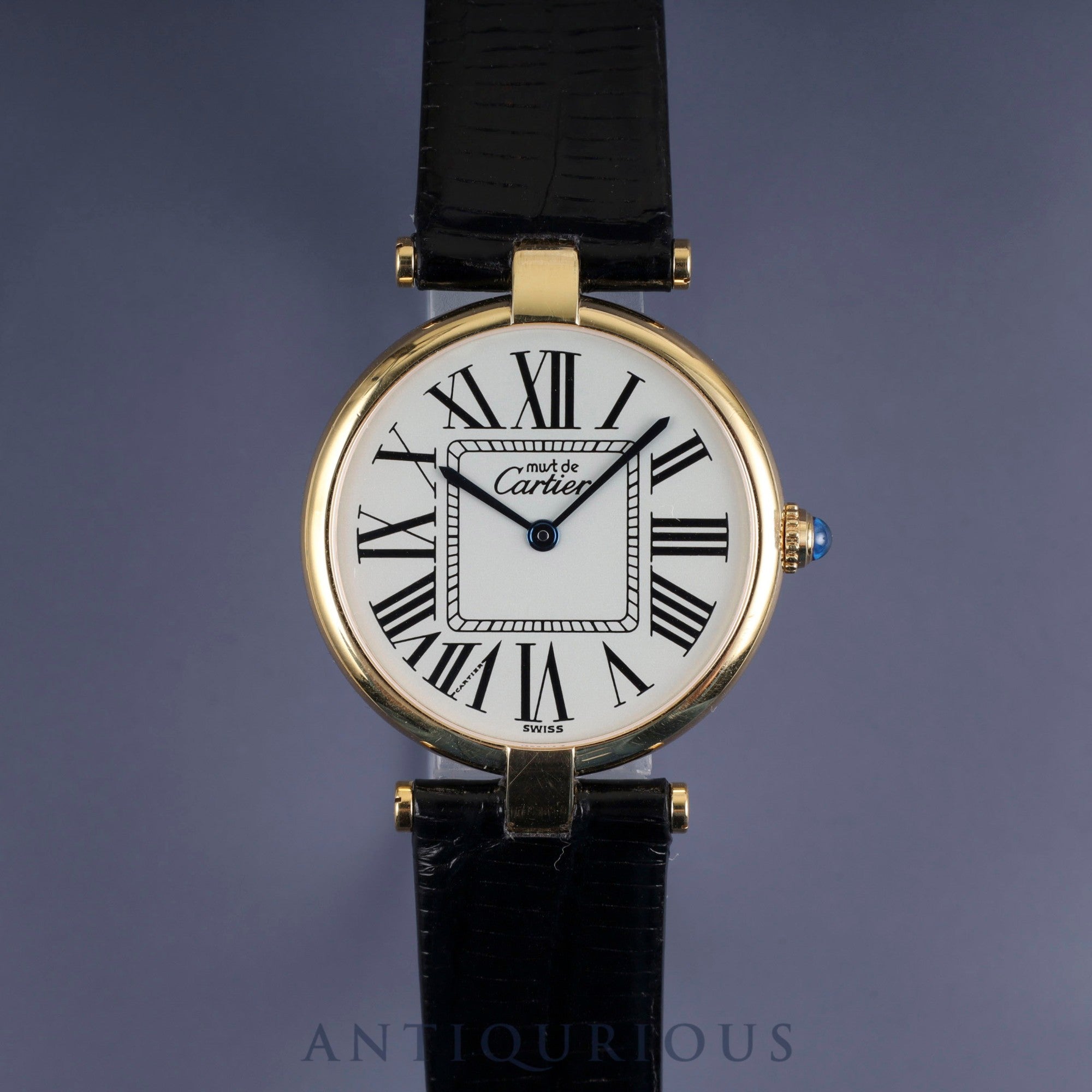 カルティエ マスト ヴァンドーム VLC LM 590003 クォーツ SV925 革 純正尾錠(GP) オパラン文字盤 カルティエブティックにてコンプリートサービス済み