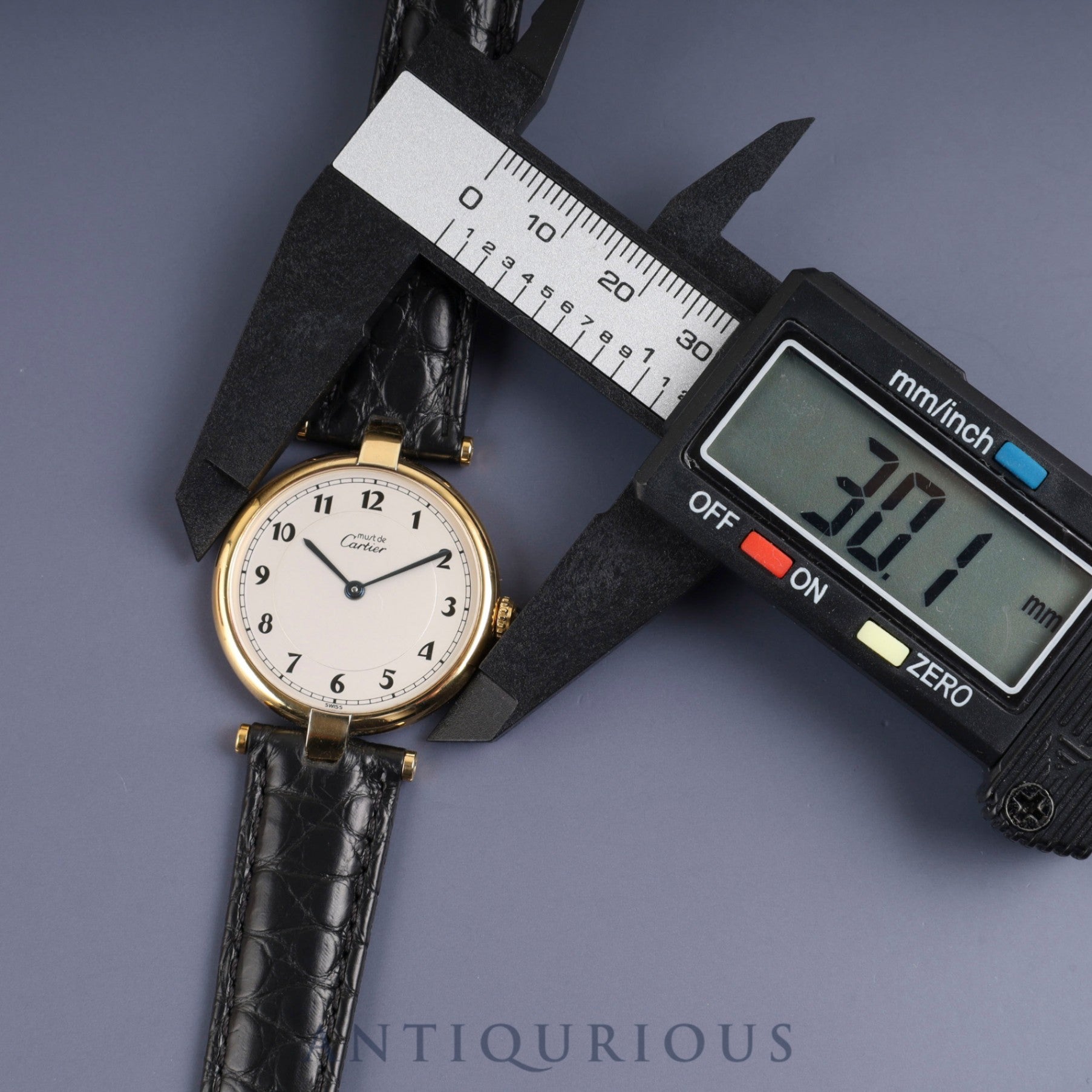 Cartier Must Vendôme VLC LM 590003 Quartz Caliber 90 SV925 Leather Strap with Genuine D-Clasp (GP) Arabic Dial Box and Booklet Overhauled