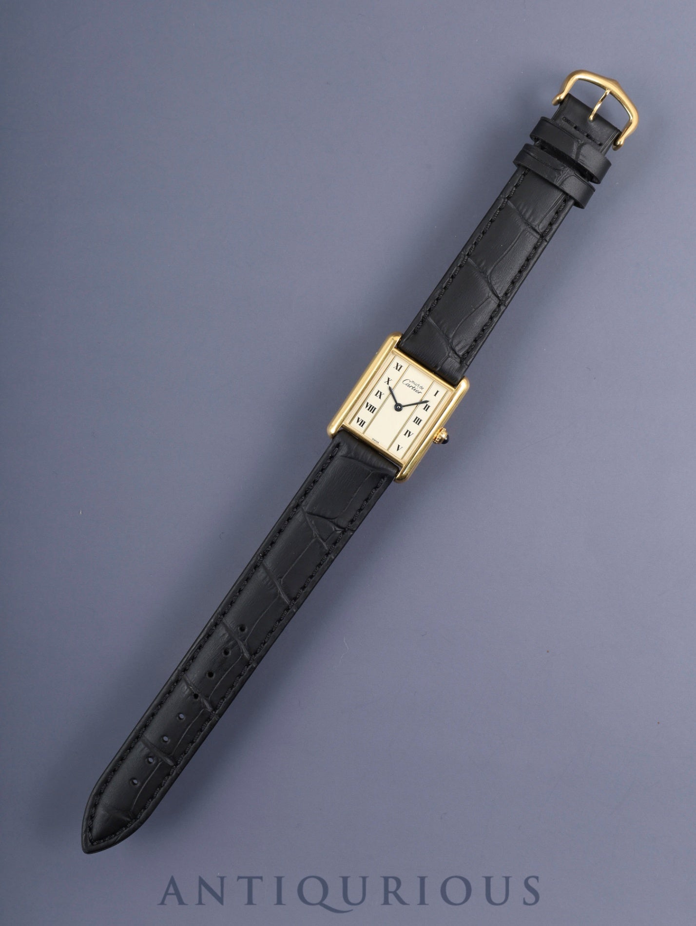 カルティエ マストタンク LM 590005 クォーツ SV925 革 純正尾錠(GP) ストレートローマン文字盤 オーバーホール済み 新品仕上げ済み