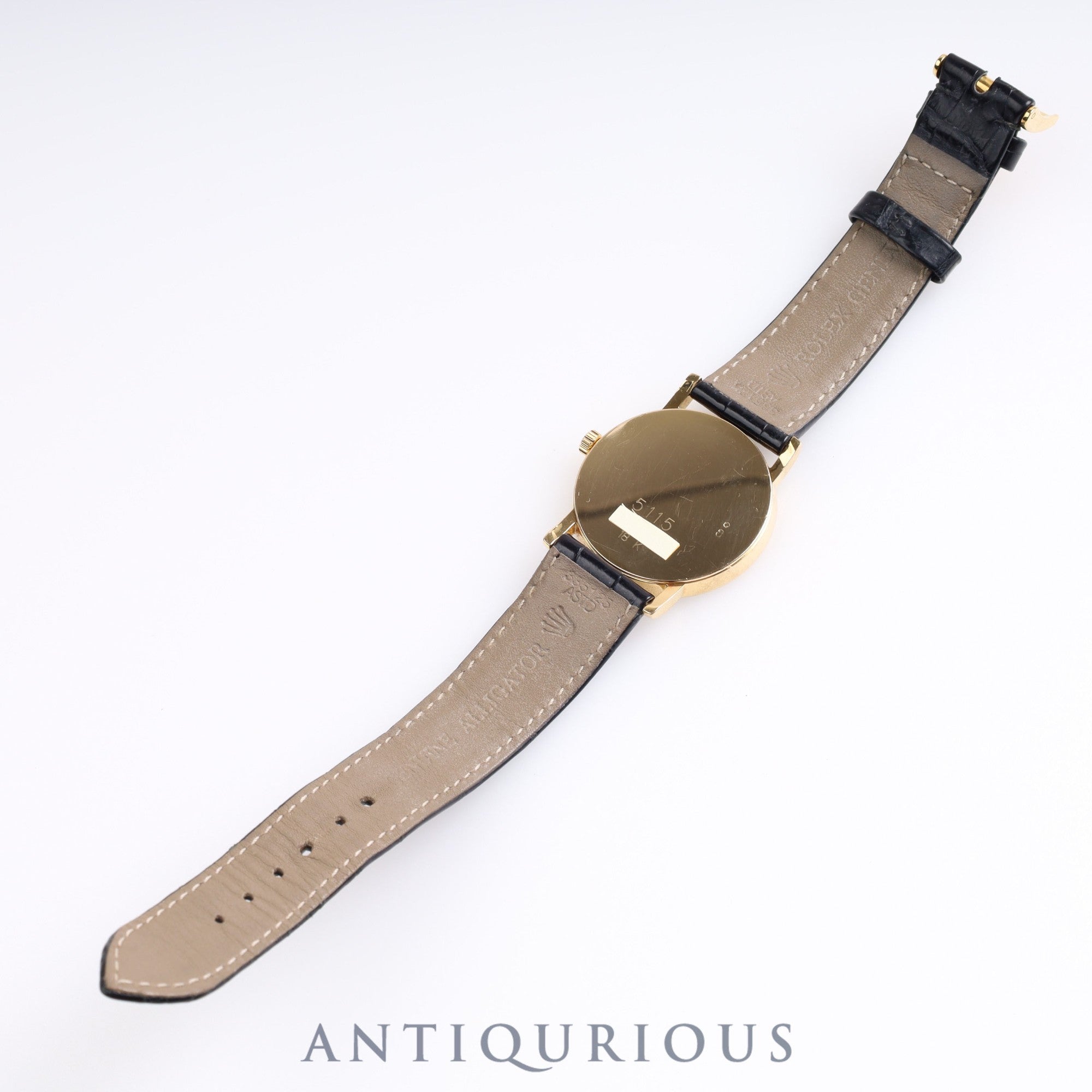 Rolex Cellini 5115/8 Manual Winding Cal.1602 Black Dial 31.8mm YG Leather K Serial (2001) Box Warranty