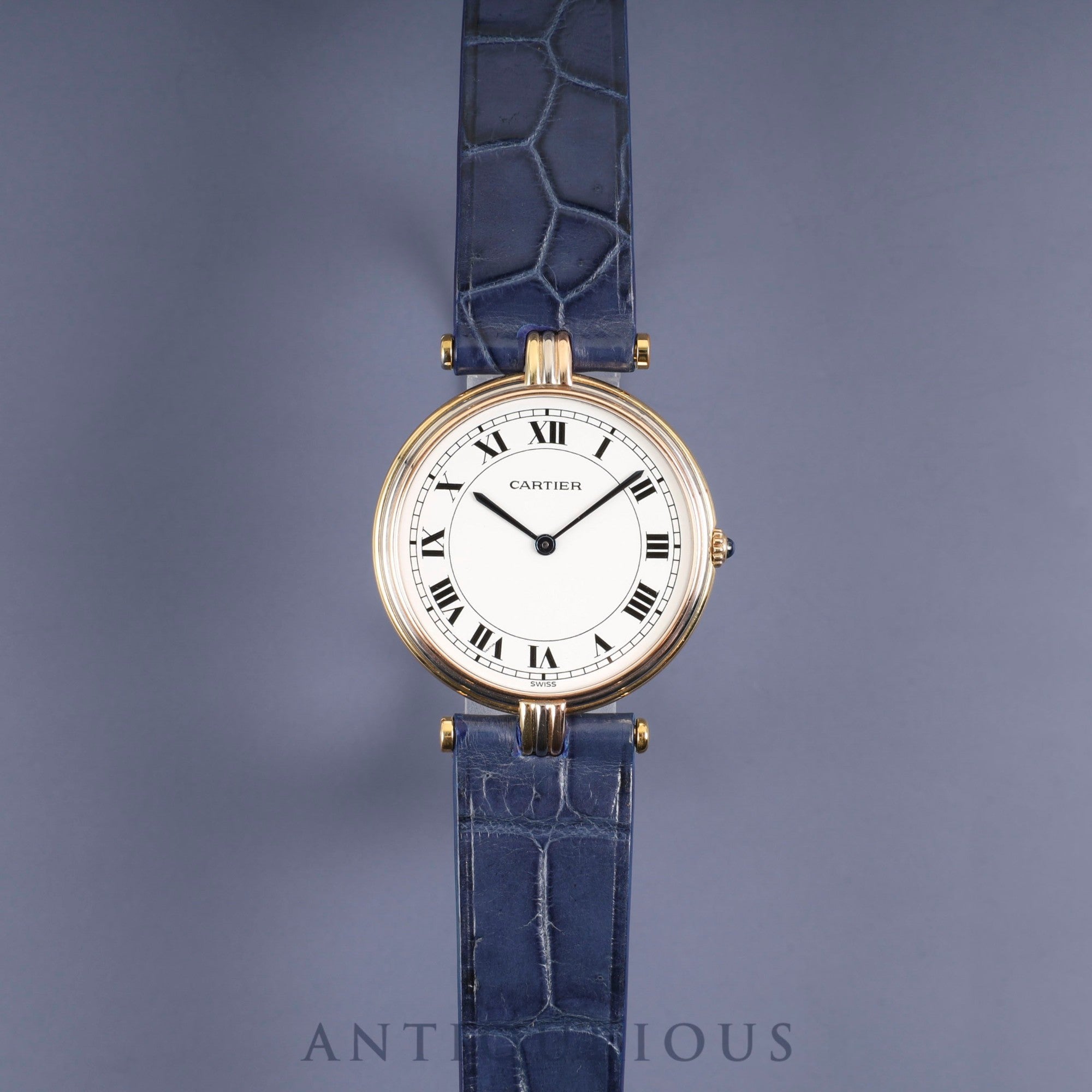 カルティエ ヴァンドーム VLC LM 881003 クォーツ Cal.81 18K 革 純正尾錠(GP)ホワイトローマン文字盤 オーバーホール済み