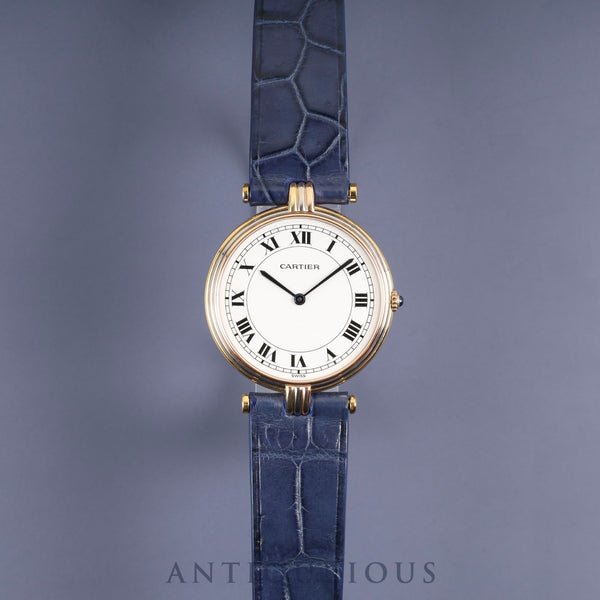 Cartier Vendôme VLC LM 881003 Quartz Caliber 81 18K Leather Strap with Genuine GP Buckle, White Roman Dial, Overhauled