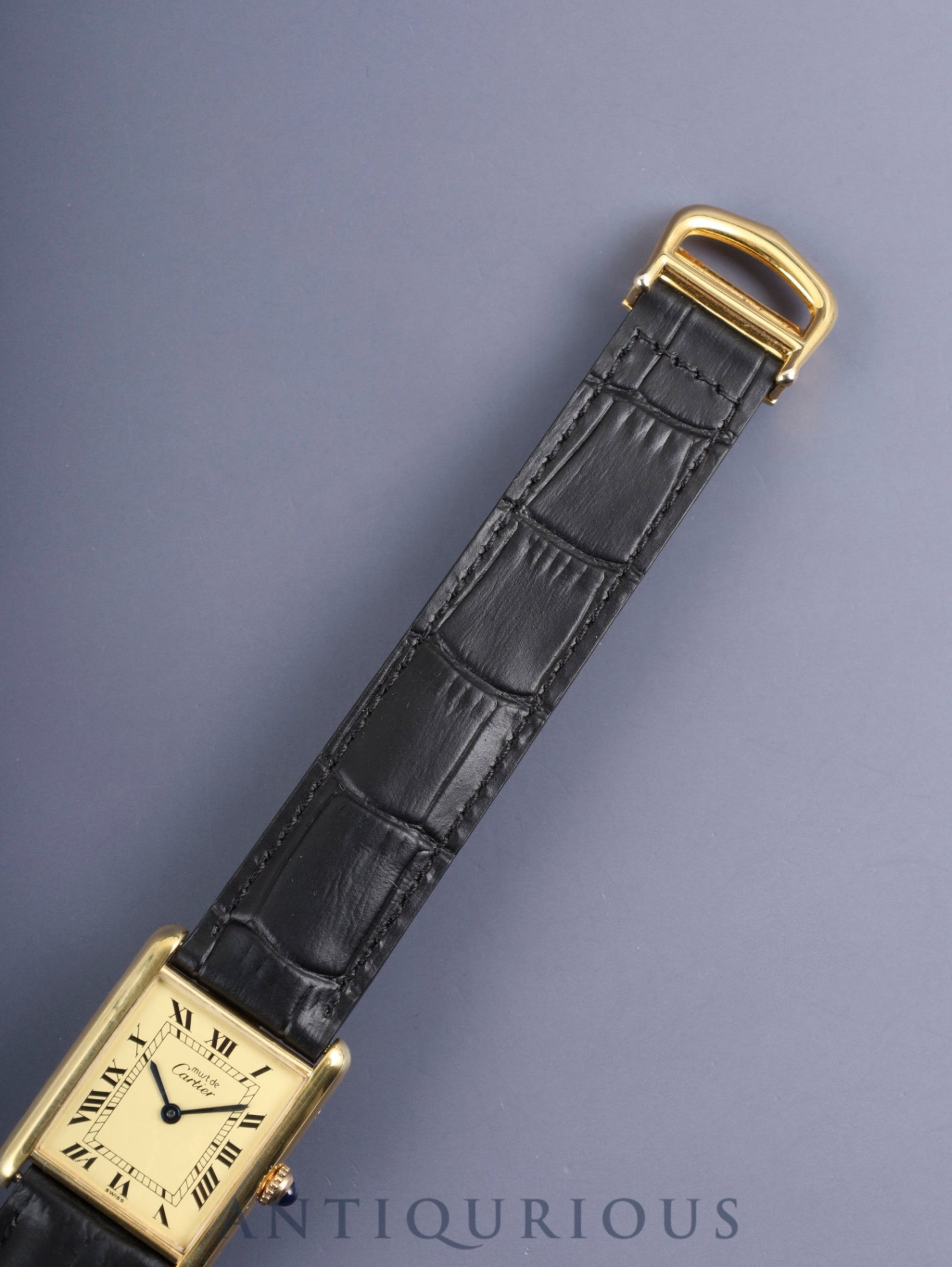 カルティエ マストタンク LM 590005 クォーツ Cal.690 SV925 革 純正Dバックル(GP) アイボリーローマン文字盤(SWISS表記 )1982年頃~1995年頃 オーバーホール済み 新品仕上げ済み