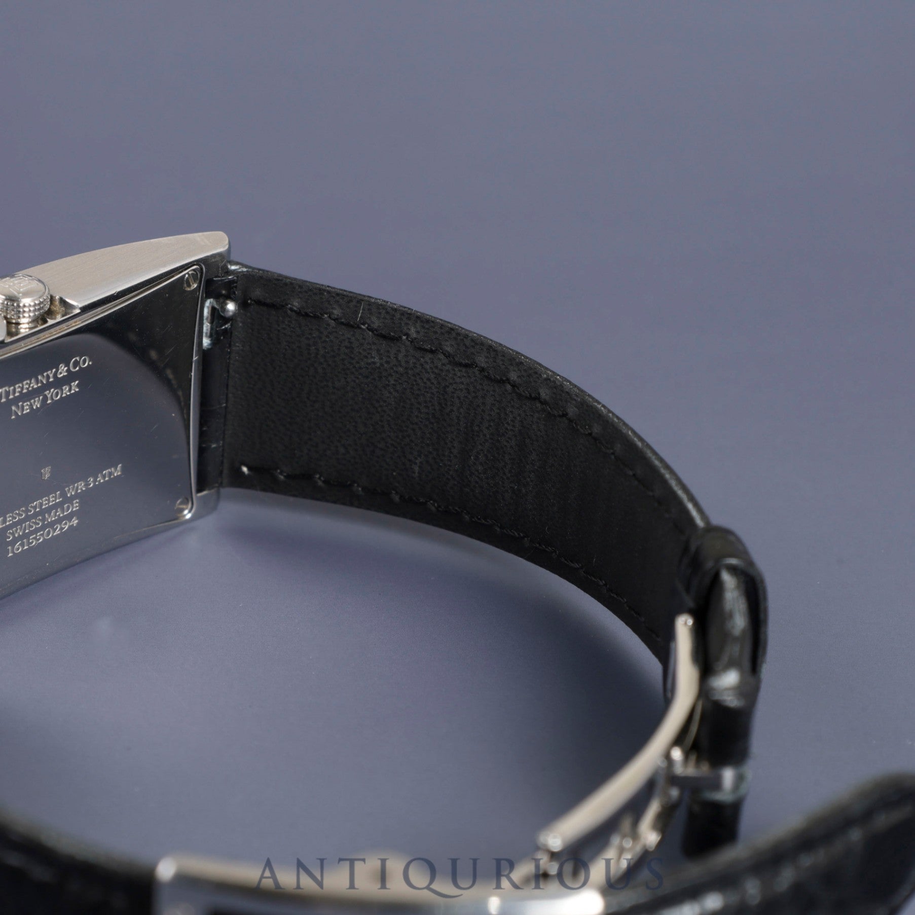 ティファニー イーストウエスト 34677352 クォーツ SS 革 純正Dバックル(SS) ブラック文字盤 オーバーホール済み