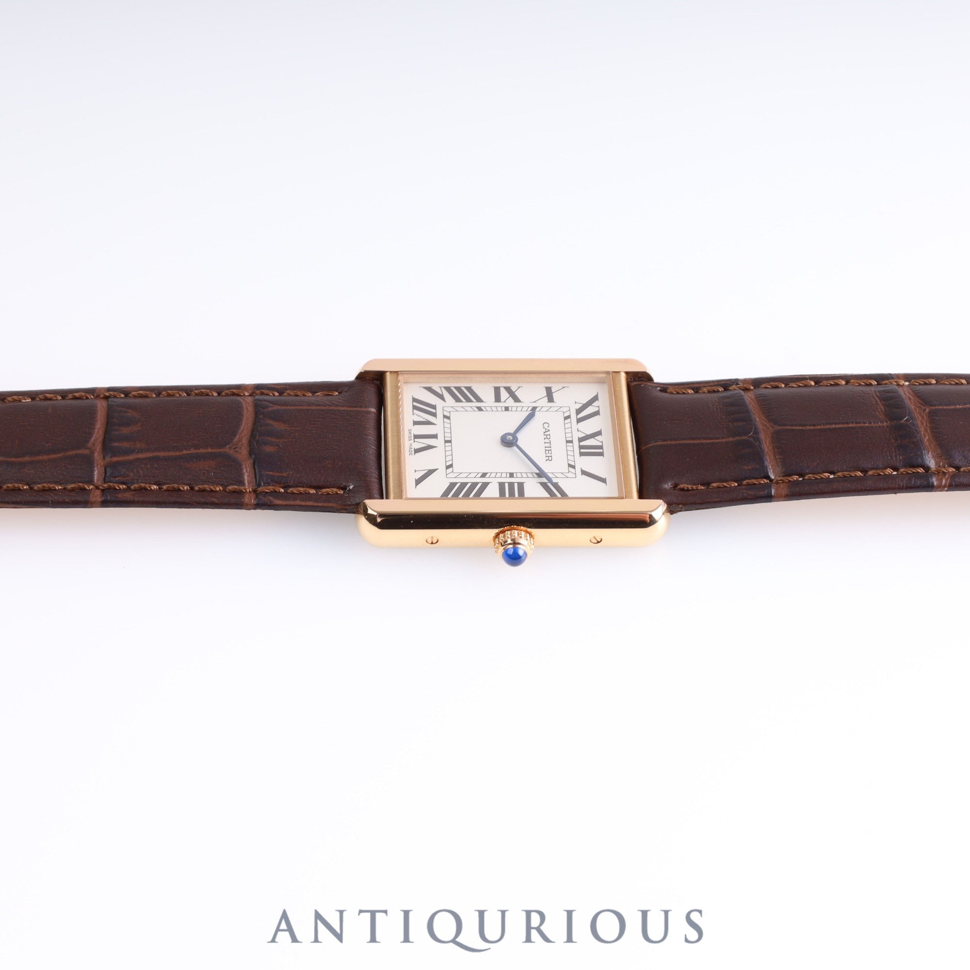 Cartier Tank Solo LM QZ W5200025 / 3167 PG/SS Leather Genuine Buckle (750) Silver Dial