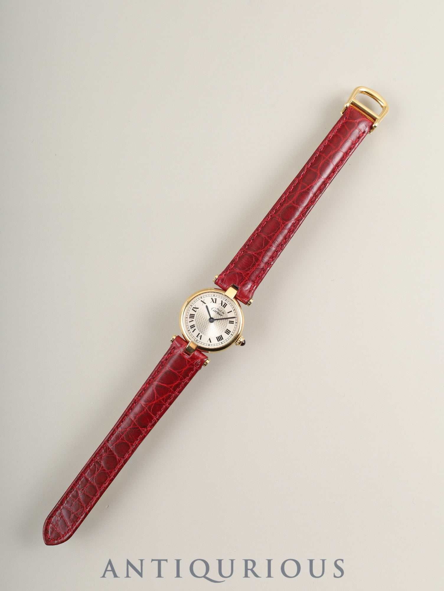 Cartier Must Vendôme VLC SM 150th Anniversary Model W1010395 Quartz Caliber 690 SV925 Leather Strap Genuine D-Clasp (GP) Silver Roman Dial Box Booklet Warranty Card Overhauled