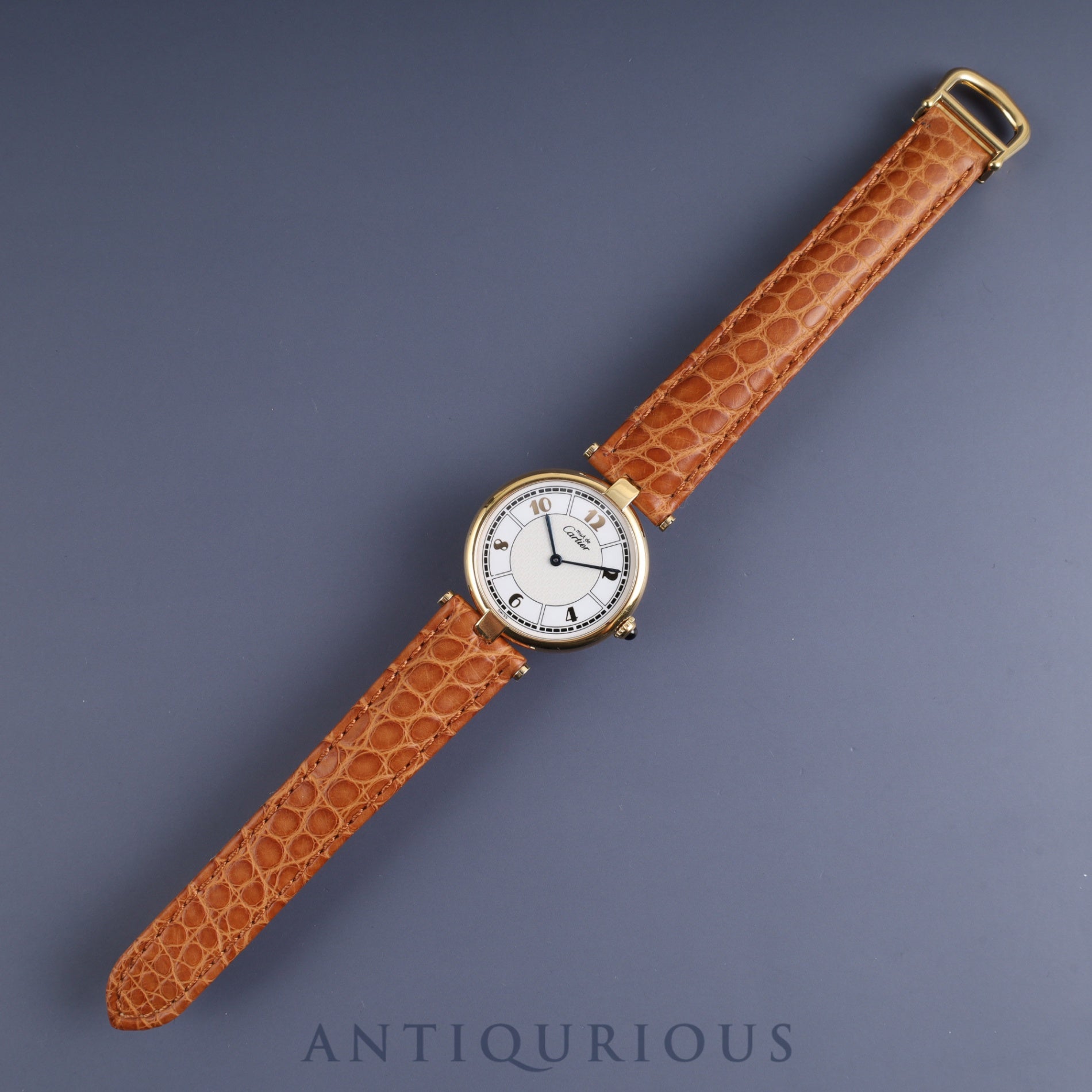 Cartier Must Vendome VLC LM W1009754 / 1861 Quartz Cal.690 SV925 Leather Genuine D Buckle (GP) Arabic CC Dial Box Warranty (1997) Overhauled