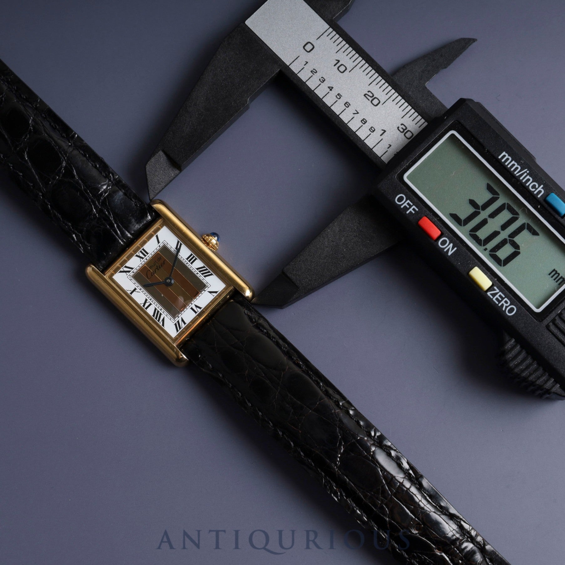 Cartier Must Tank LM 590005 Quartz Cal.90 SV925 Leather Genuine Buckle (GP) Front Trinity Dial Warranty (no date) Overhauled