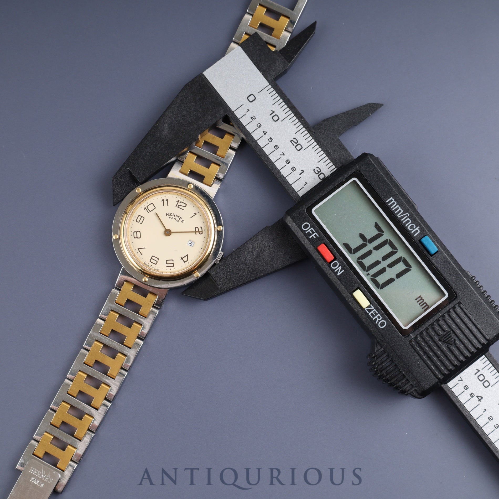 エルメス クリッパー 54.03 クォーツ SS/GP SS/GP アイボリー文字盤 タグ 保証書(無記名)オーバーホール済み