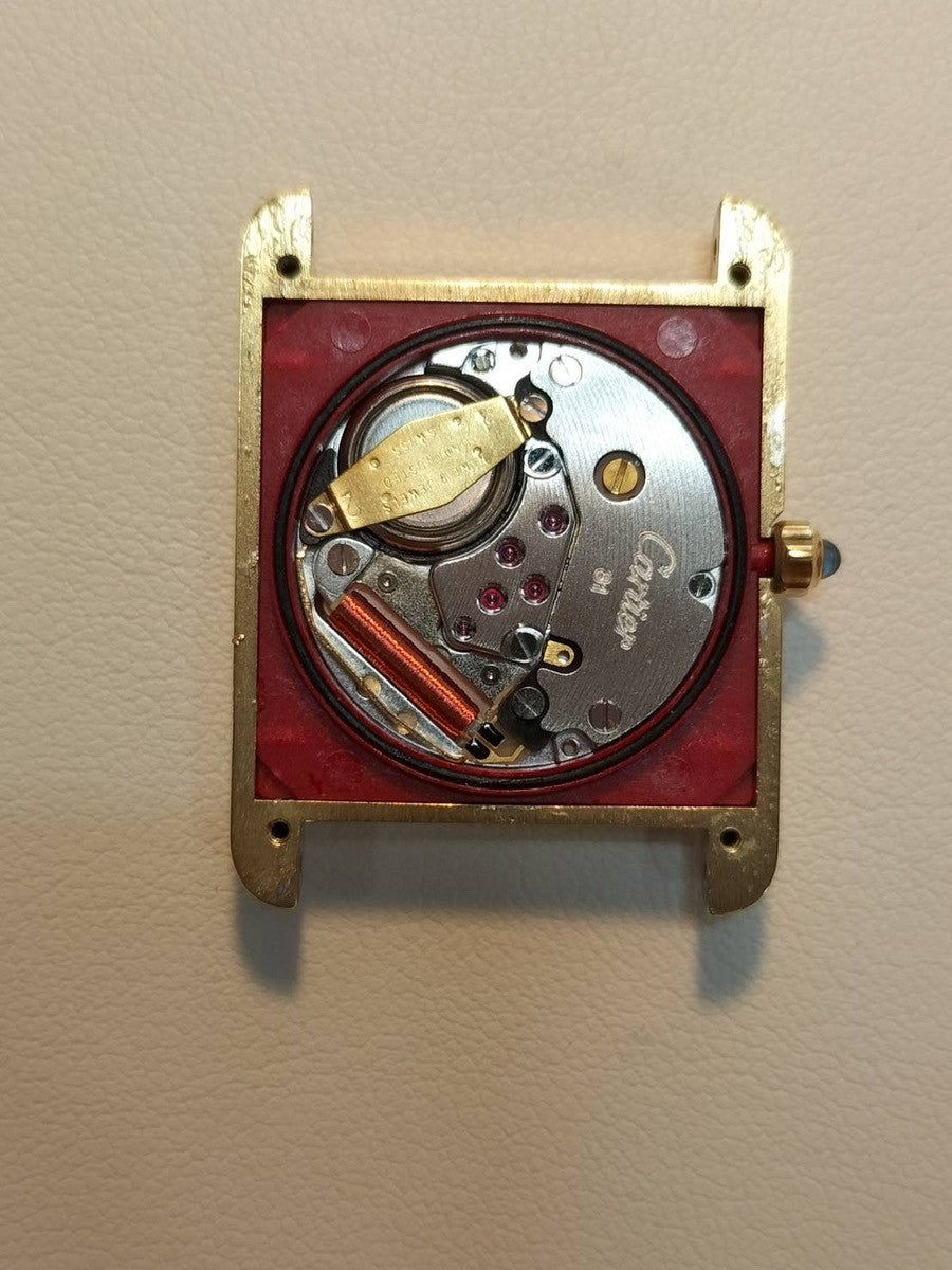 Cartier Must Tank LM 6 81006 Quartz Caliber 81 SV925 Leather Strap with Genuine GP Buckle, Ivory Cloisonné Dial, Overhauled