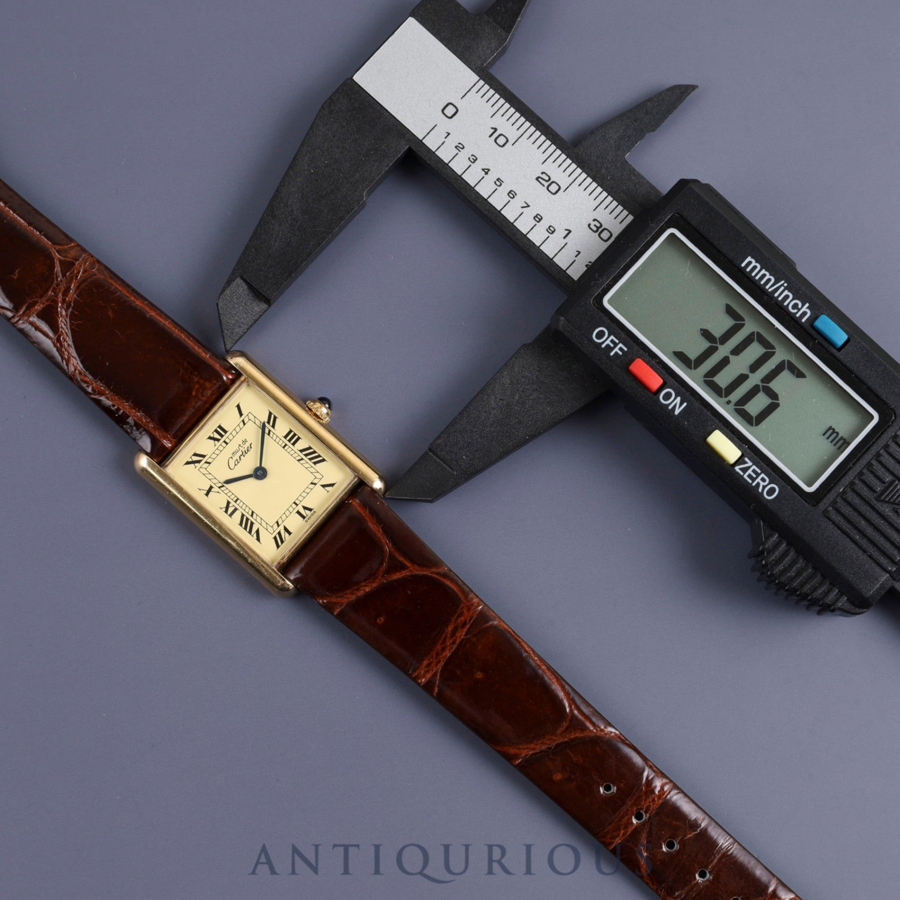 カルティエ マストタンク LM W1002754/1615 クォーツ Cal.90 SV925 革 純正尾錠(GP) アイボリーローマン文字盤 オーバーホール済み 新品仕上げ済み