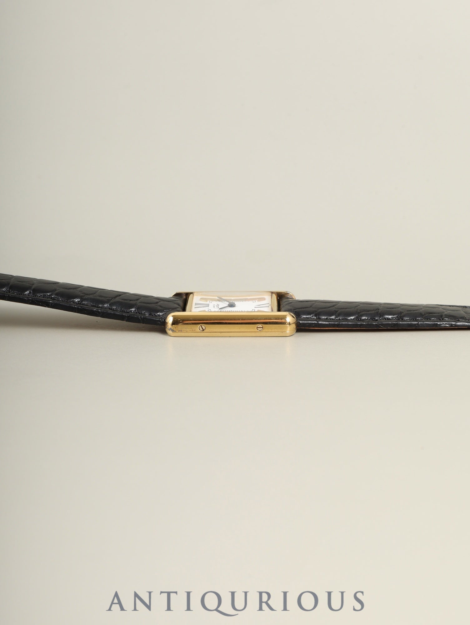 カルティエ マストタンク SM 5057001 クォーツ Cal.057 SV925(ケース傷)革 純正Dバックル(GP)サイドトリニティ文字盤(SWISS表記)オーバーホール済み
