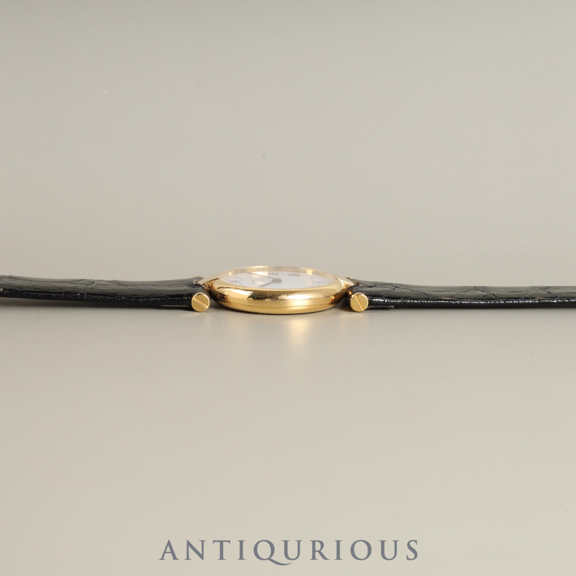 Cartier Vendome VLC SM 84734553 / 81002 Quartz Cal.81 750 Leather Genuine Buckle (GP) White Roman Dial Overhauled