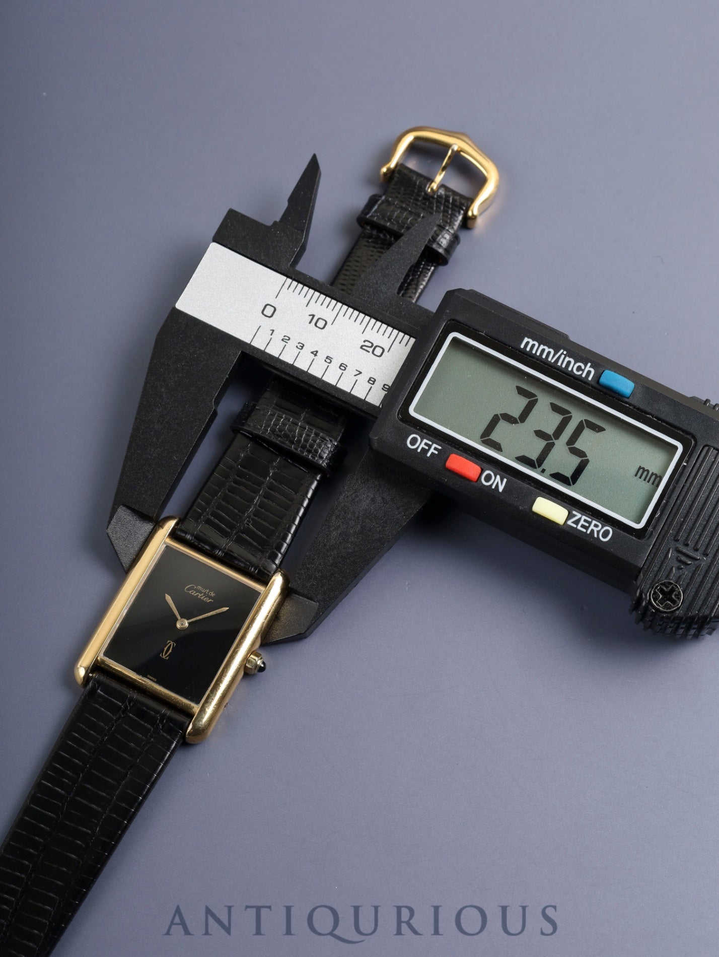 Cartier Must Tank LM 6 81006 Quartz Cal.81 SV925 Leather Original Pin Buckle (GP) Onyx Dial (SWISS marking) Overhauled, Re-inspected