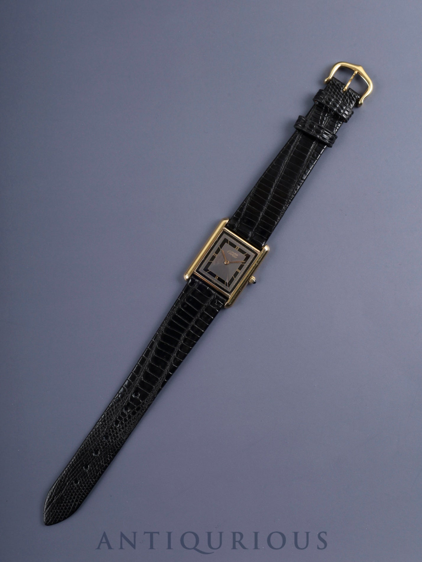 カルティエ マストタンク LM 6 81006 クォーツ Cal.81 SV925 革 純正尾錠(GP) グレー飛びローマン文字盤 オーバーホール済み