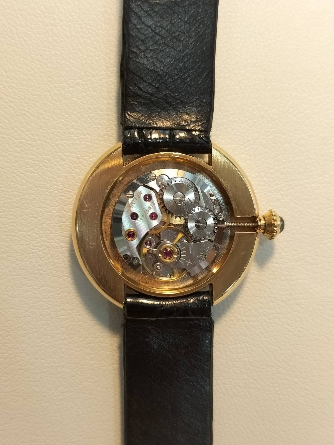 Cartier Vendôme Ellipse SM Manual Winding 750 Leather Strap with Genuine Buckle (750) White Roman Dial (PARIS Inscription) Warranty Card Overhauled