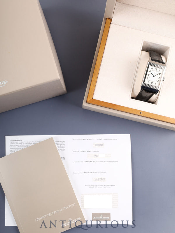 ジャガー・ルクルト グランド レベルソ ウルトラ スリム Q2788520/277.8.62 手巻き Cal.822 SS 革 純正ピンバックル(SS)シルバーアラビア文字盤 箱 保証書(2014年) 冊子 オーバーホール済み