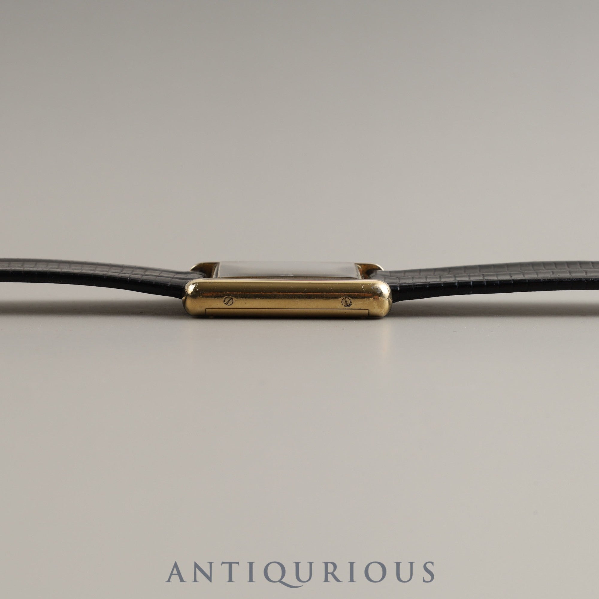 Cartier Must Tank LM Manual winding 19749 o/w Cal.78-1 SV925 Leather Genuine buckle (GP) Black Roman dial Box Warranty (1980)