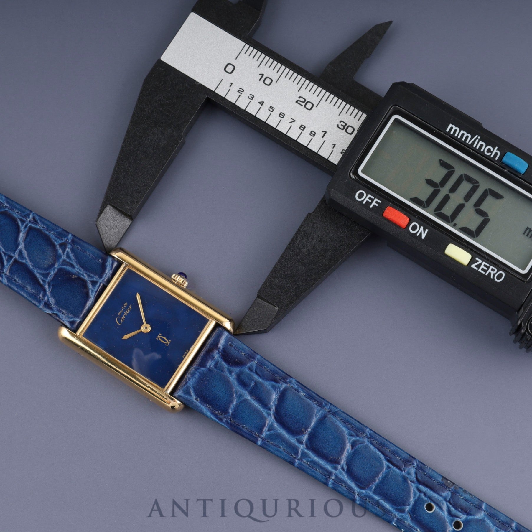 Cartier Must Tank LM Manual winding Cal.78-1 SV925 Leather Genuine buckle (GP) Lapis lazuli dial Overhauled