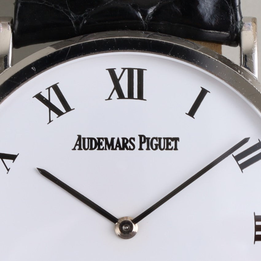 Audemars Piguet Extra-Flat Manual Winding Caliber 2080 750WG Leather Strap with Genuine Buckle (750WG) White Dial 31.6mm