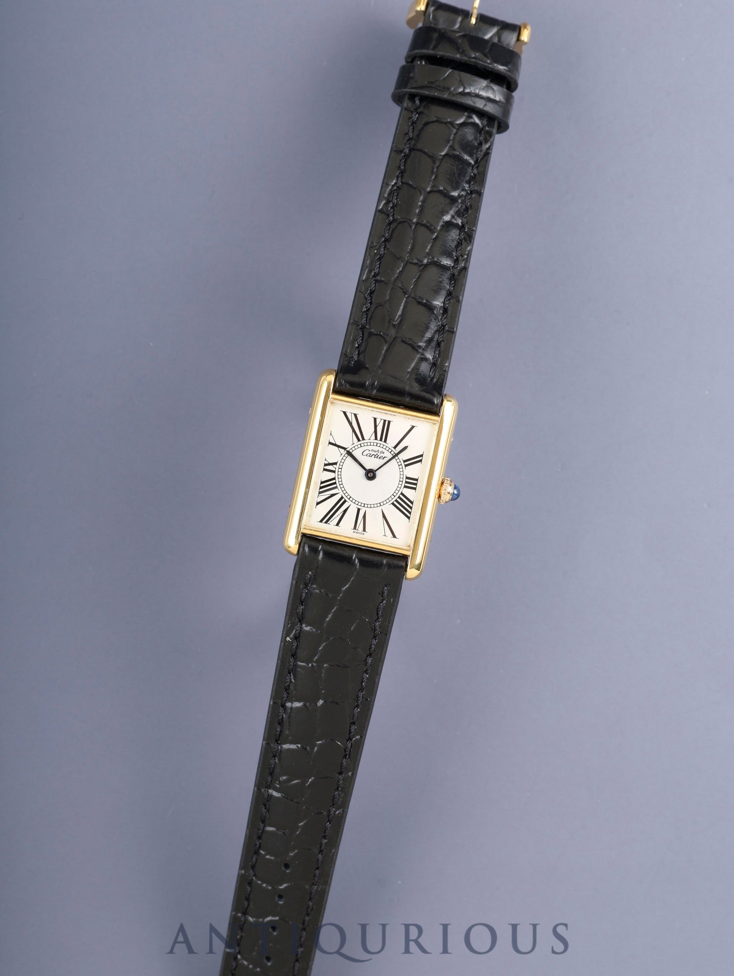 カルティエ マストタンク LM 590005 クォーツ Cal.90 SV925 革 純正ピンバックル(GP)オパラン文字盤(SWISS表記)オーバーホール済み 新品仕上げ済み