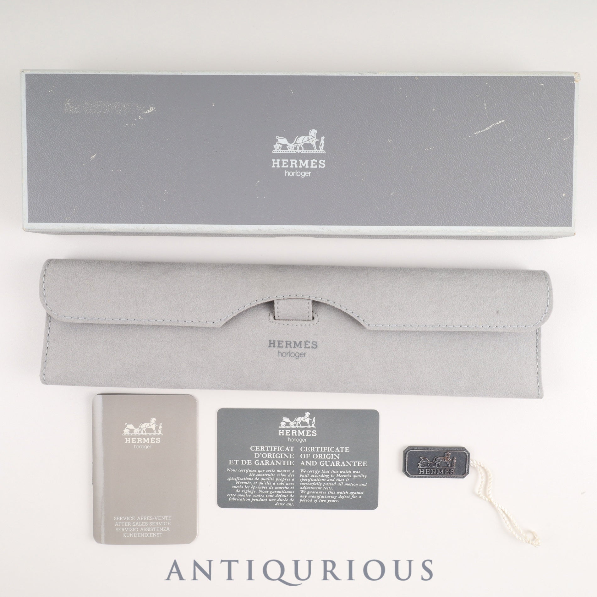 Hermes Rally 76.03 Quartz Cal.256.041 SS/GP SS/GP White Dial Box Warranty Booklet Tag Overhauled