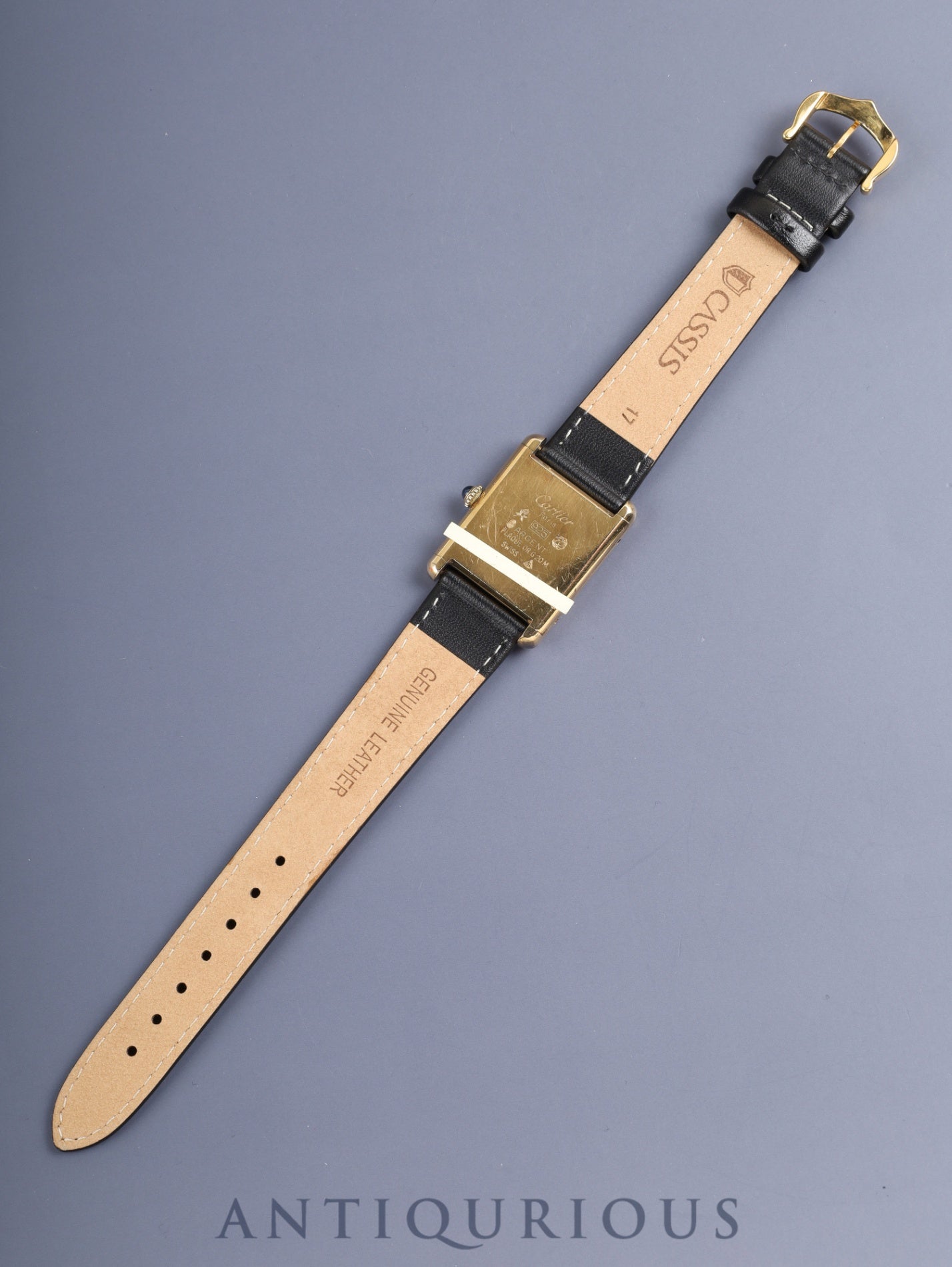 カルティエ マストタンク LM 手巻き Cal.78-1/ETA2512-1 SV925 革 純正尾錠(GP)オニキス文字盤(SWISS表記) オーバーホール済み