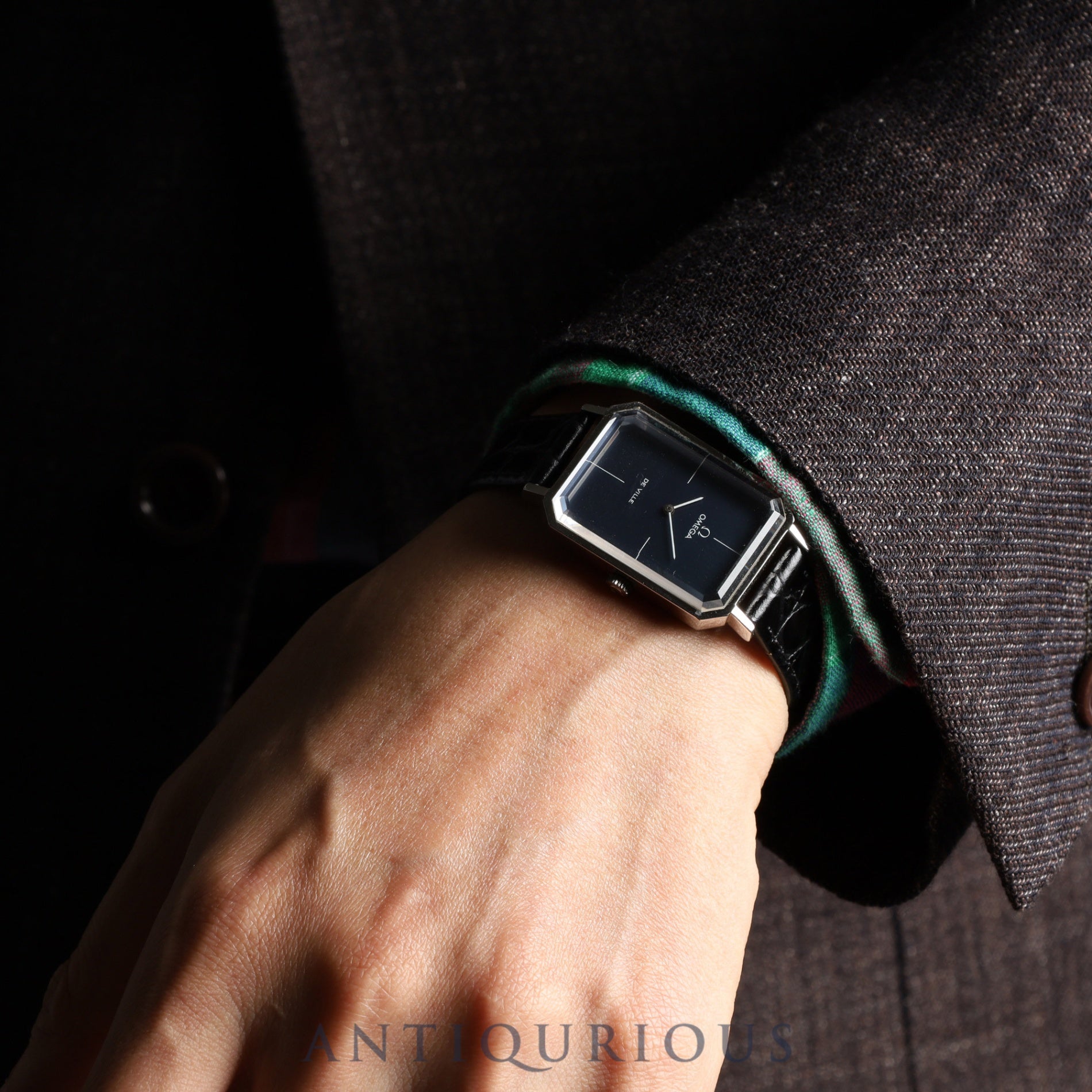 オメガ デ・ヴィル グリマデザイン 5110378 手巻き SS 革 社外尾錠(SS) ブルー文字盤 オーバーホール済み