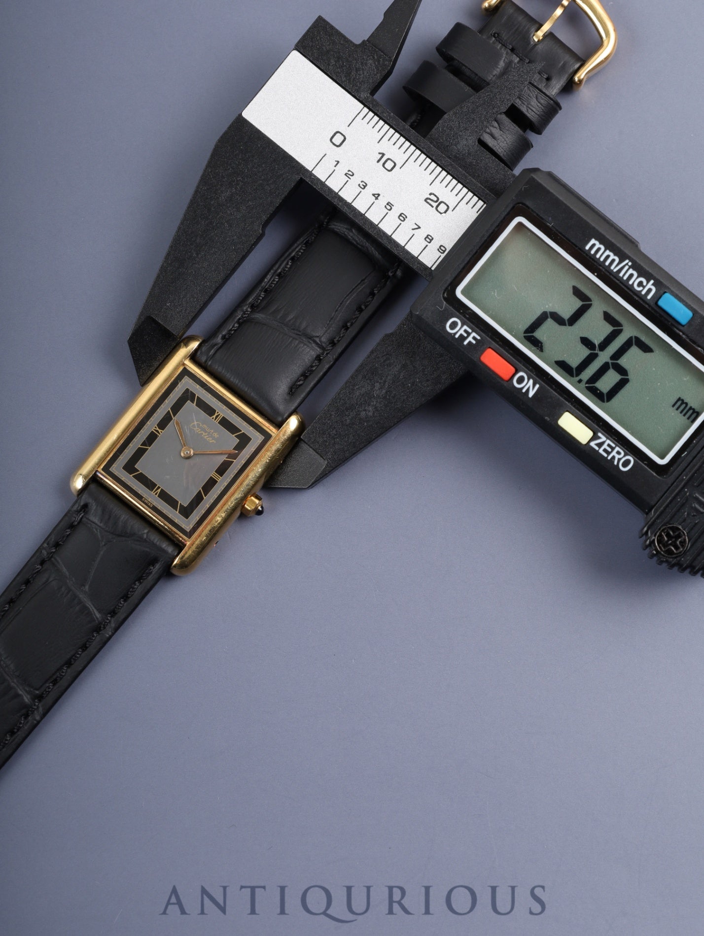 カルティエ マストタンク LM 6 81006 クォーツ Cal.81 SV925 革 純正尾錠(GP) グレー飛びローマン文字盤 オーバーホール済み