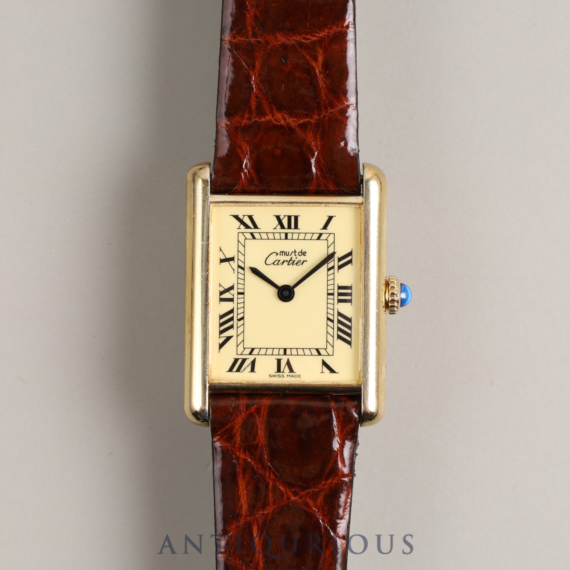 Cartier Must Tank LM Manual winding SV925 Leather Genuine buckle (GP) Ivory dial Complete service completed at Cartier boutique