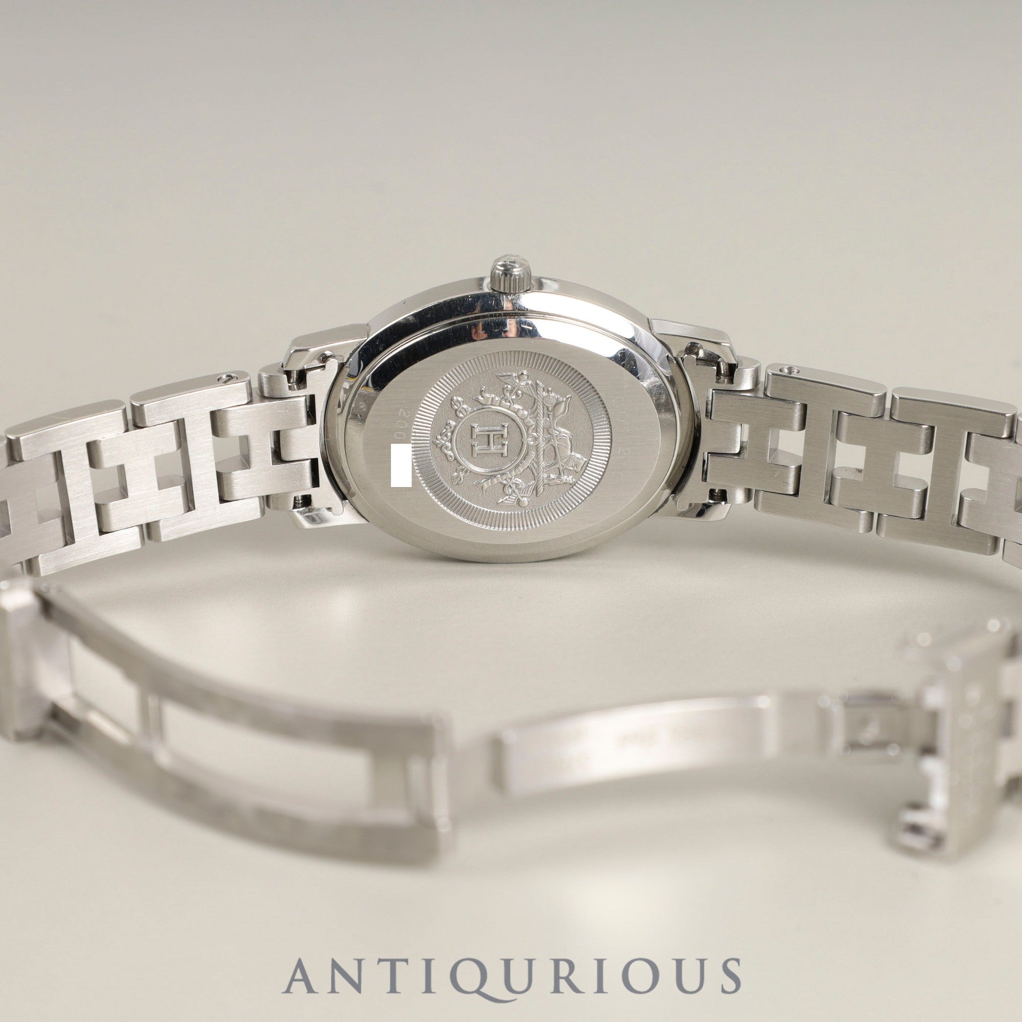 エルメス クリッパーオーバル CO1.210 クォーツ Cal.976.001 SS SS ホワイトギョーシェ文字盤 オーバーホール済み