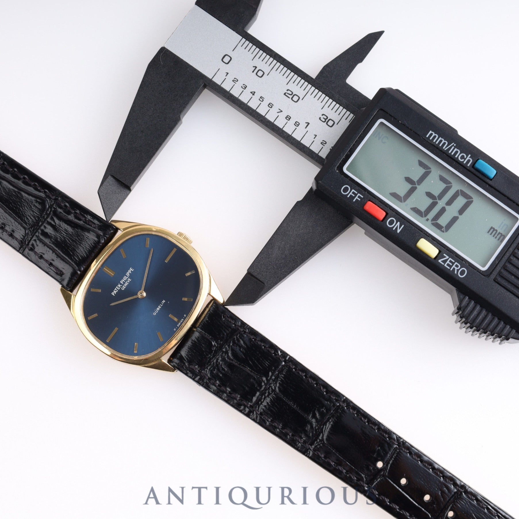 Patek Philippe Golden Ellipse 3545J GUBELIN Double Name Manual Winding Cal.23-300PM YG Leather Blue Dial Paper Box