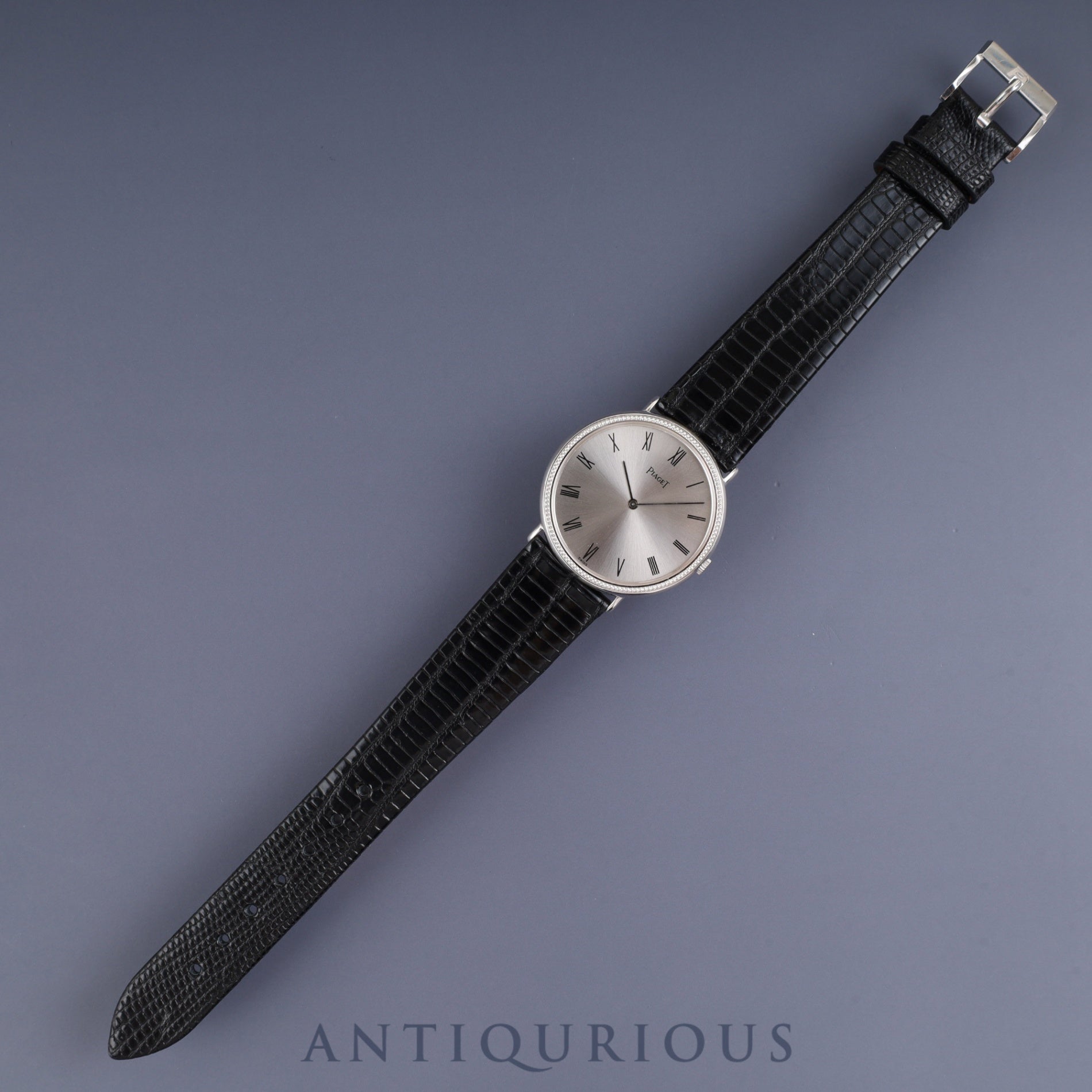 Piaget Round 90239 Manual Winding Caliber 9P2 750 Leather Genuine Buckle (750) Silver Dial Genuine Strap Overhauled