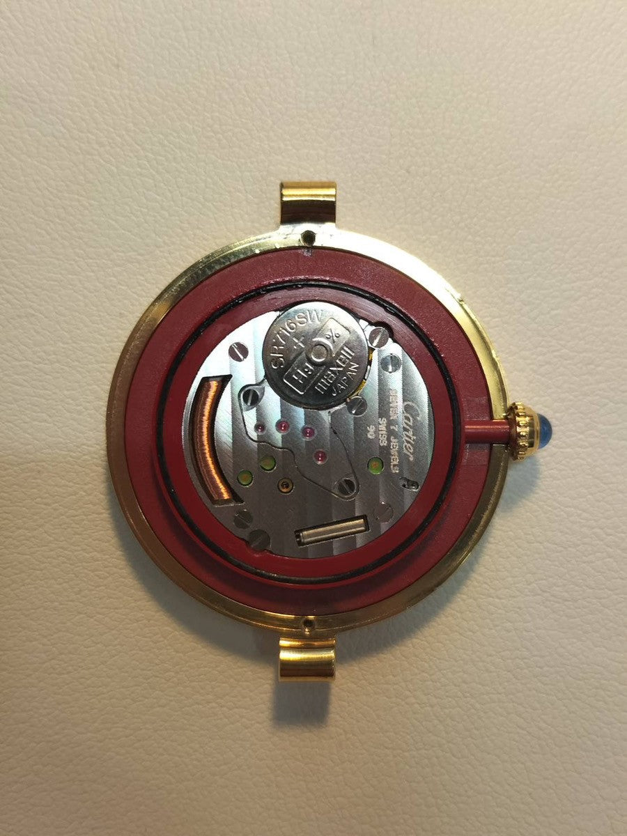 カルティエ マスト ヴァンドーム VLC LM 590003 クォーツ Cal.90 SV925 革 純正尾錠(GP)アイボリー4点ローマン文字盤 箱 保証書(1993年)オーバーホール済み