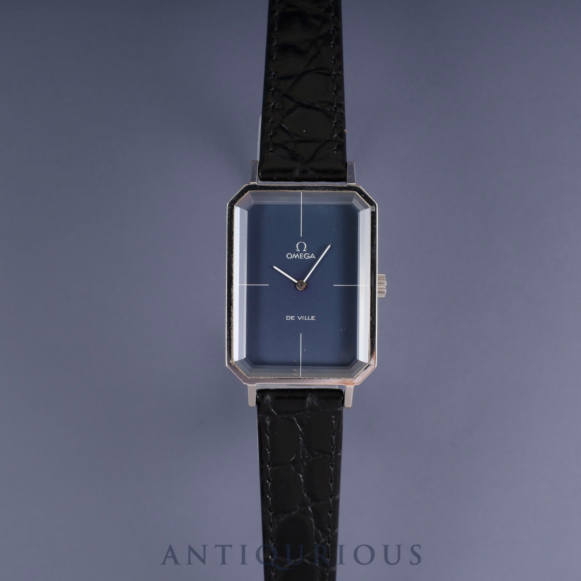 オメガ デ・ヴィル グリマデザイン 5110378 手巻き SS 革 社外尾錠(SS) ブルー文字盤 オーバーホール済み