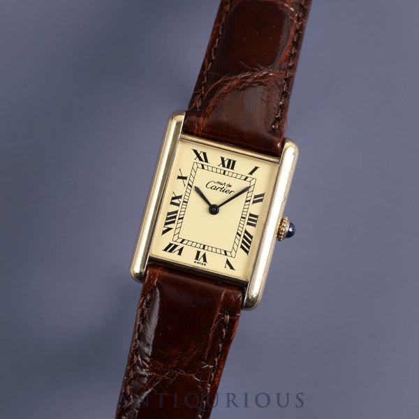 Cartier Must Tank LM Manual winding Cal.78-1 Leather Genuine buckle (GP) Ivory Roman dial Overhauled