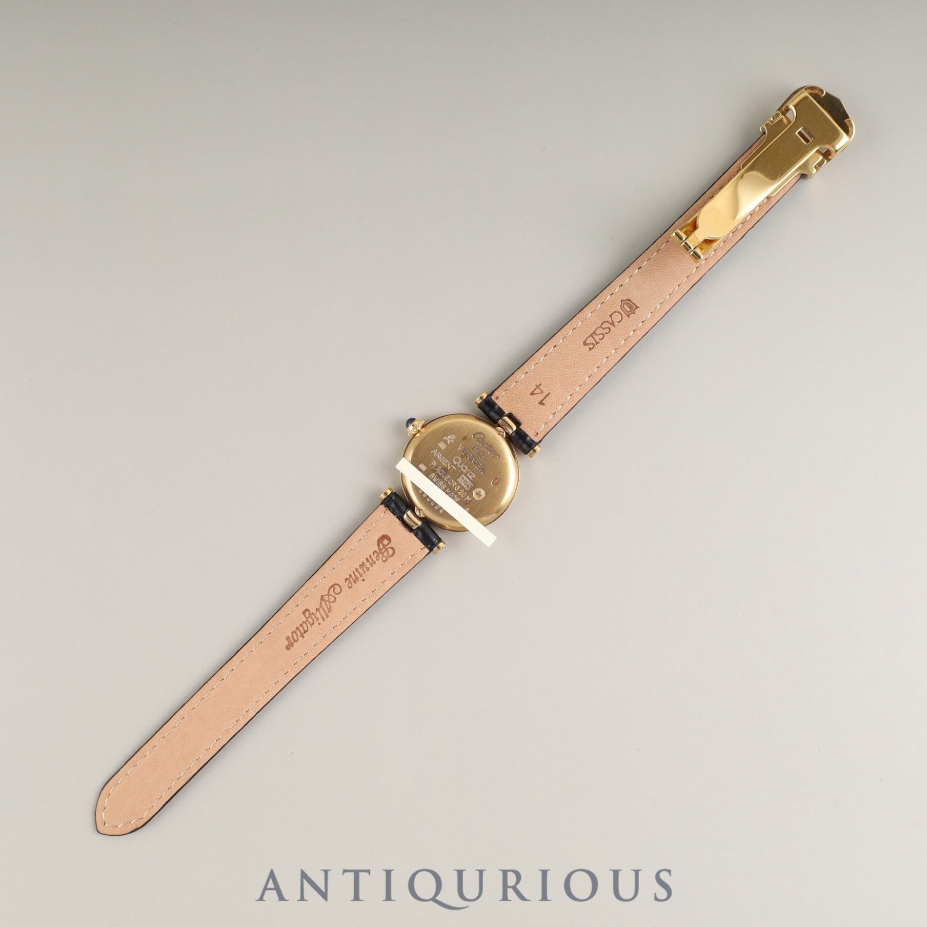 Cartier Must Vendôme VLC SM 590004 Quartz Caliber 90 SV925 Leather Watch with Genuine D-buckle (GP) Opalescent Dial Overhauled