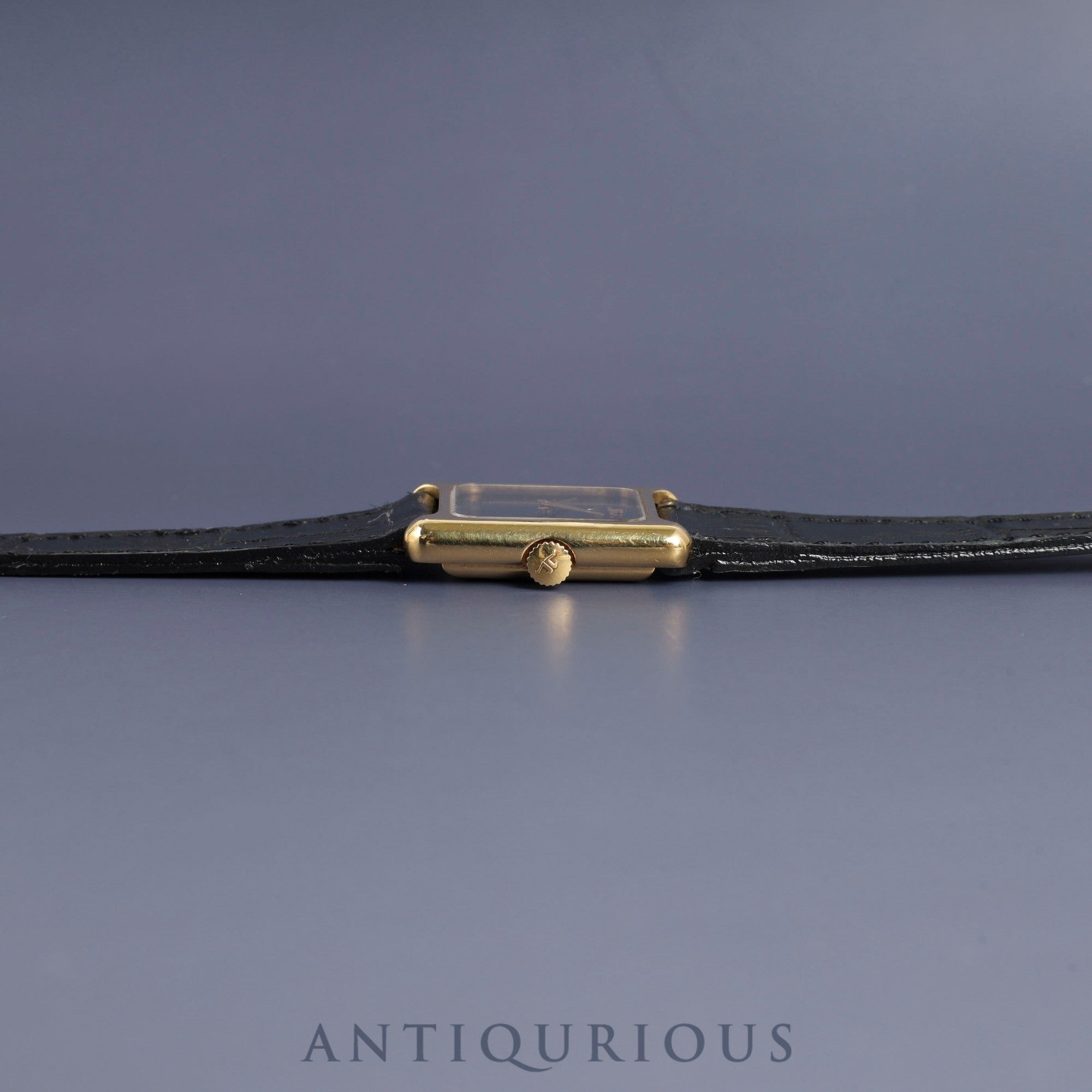 ジャガー・ルクルト スクエアケース 6141.21 手巻き 750YG 革 純正尾錠(GP)オニキス文字盤 オーバーホール済み