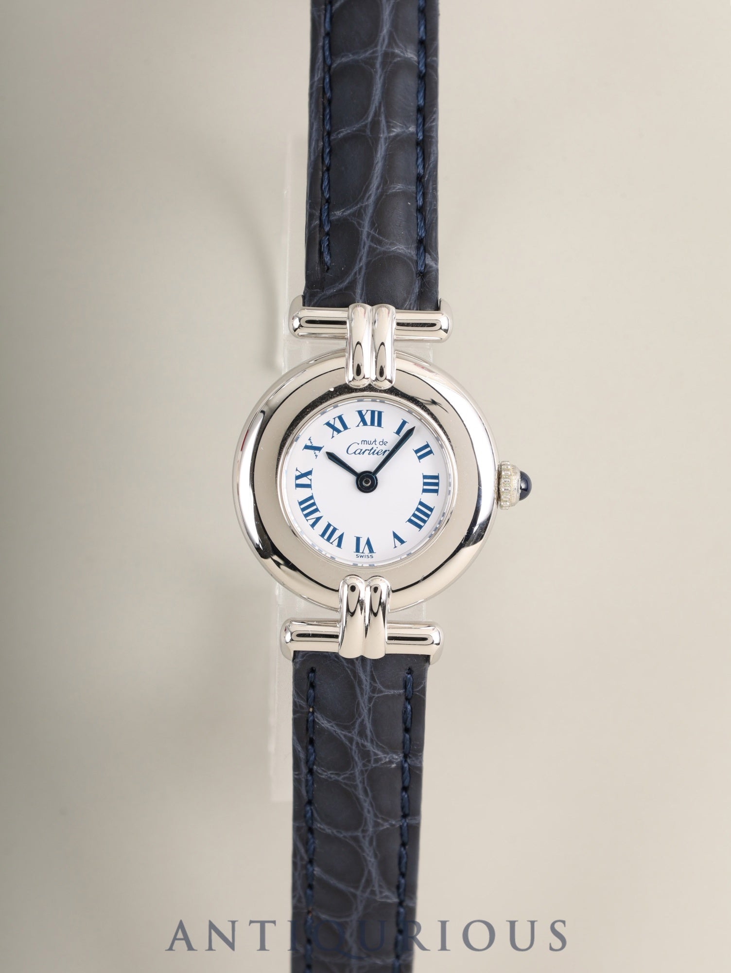 カルティエ マストコリゼ W1001665 / 690002 クォーツ Cal.90.06 SV925 革 純正Dバックル(SS) ホワイトローマン文字盤 箱 冊子 保証書(個人名記載あり)オーバーホール済み