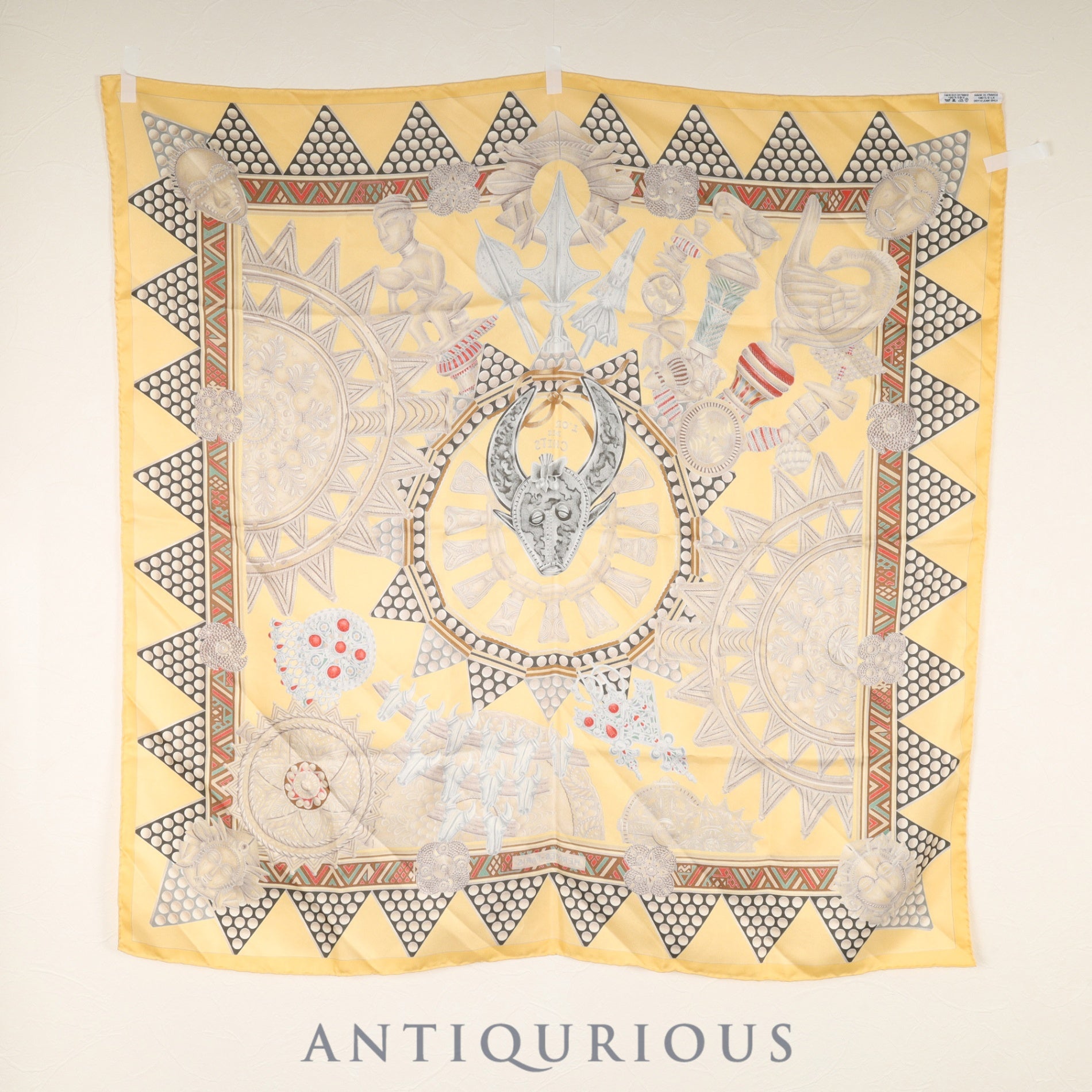 エルメス スカーフ カレ90 首長達の金 SILK100%