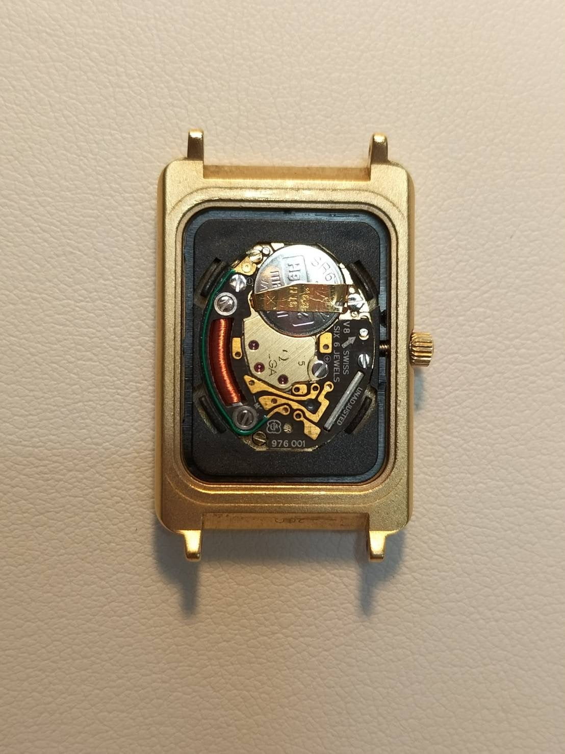 Omega De Ville 595.0084 Quartz Cal.976.001 GP Leather Third-party buckle Gold stripe dial Box Warranty Overhauled