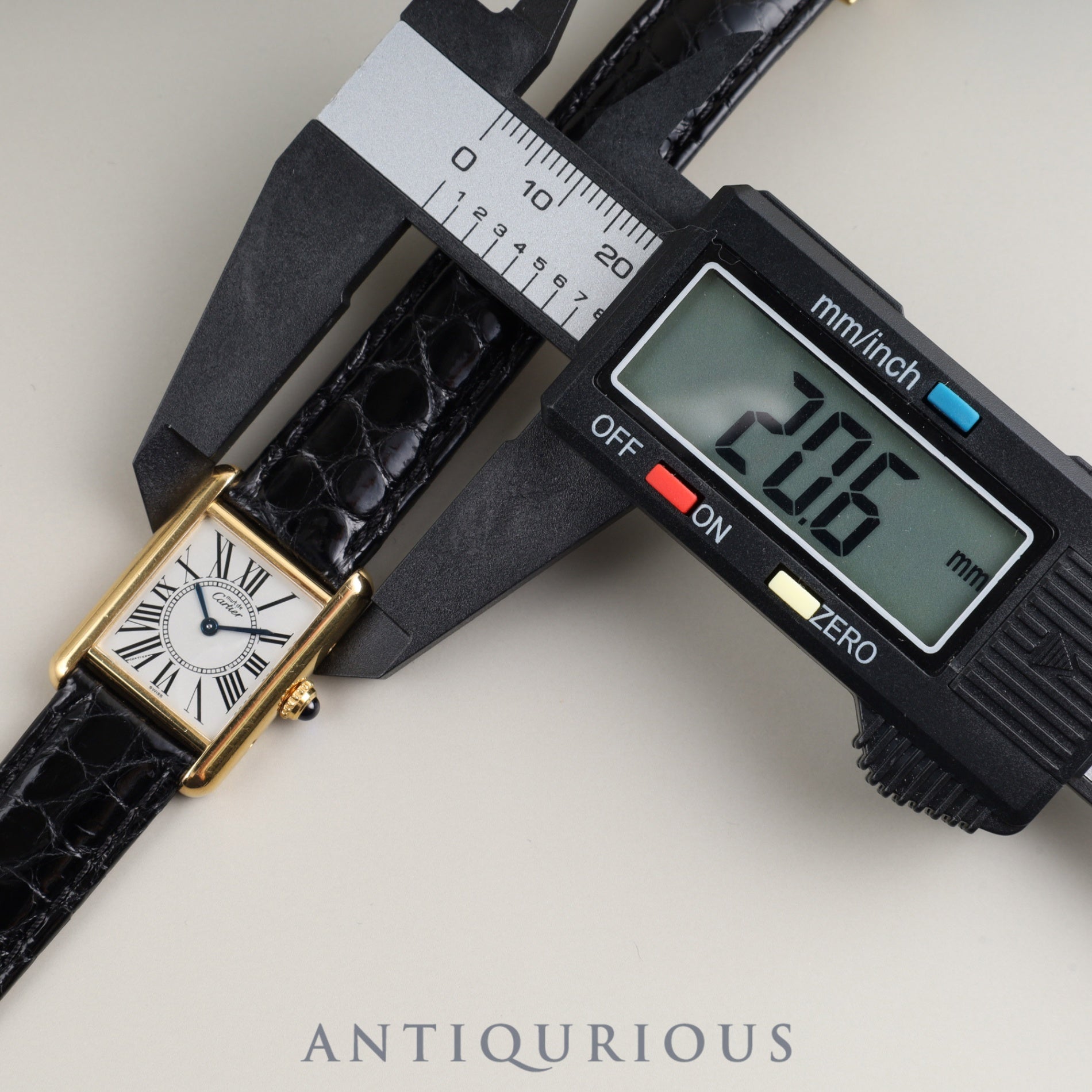 Cartier Must Tank SM 5057001 Quartz SV925 Leather Genuine D-buckle (GP) Opalan dial Overhauled