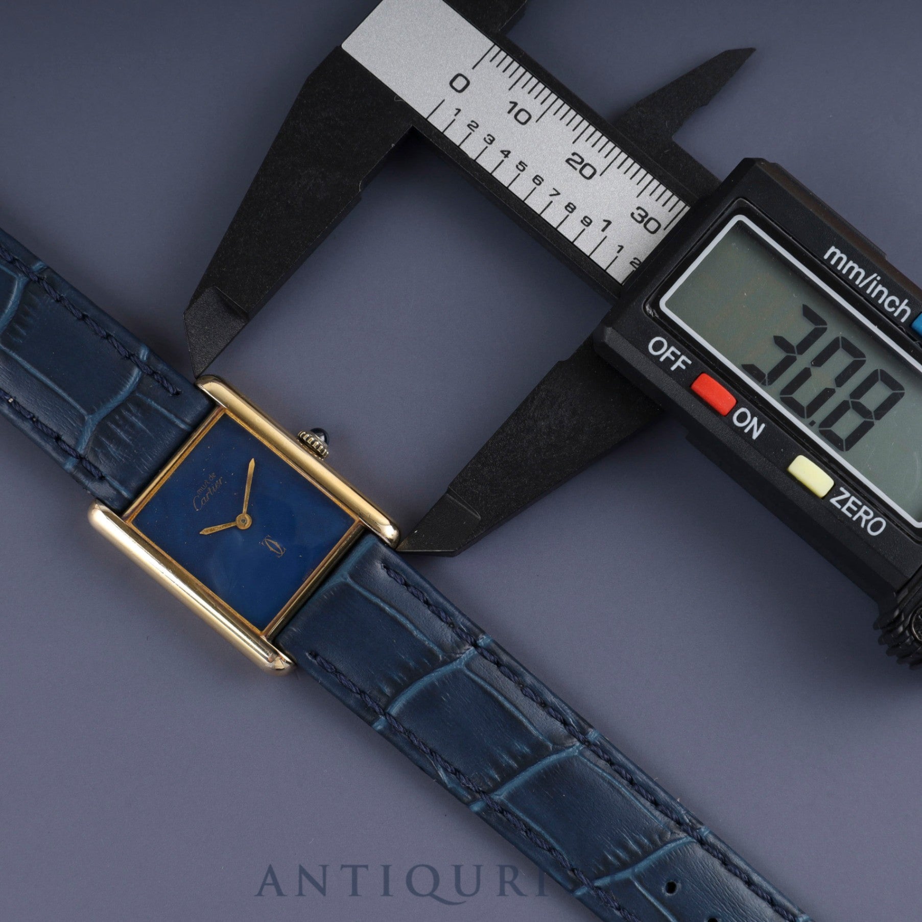 カルティエ マストタンク LM 手巻き Cal.-78-1 SV925 革 純正尾錠(GP)ラピスラズリ文字盤 オーバーホール済み