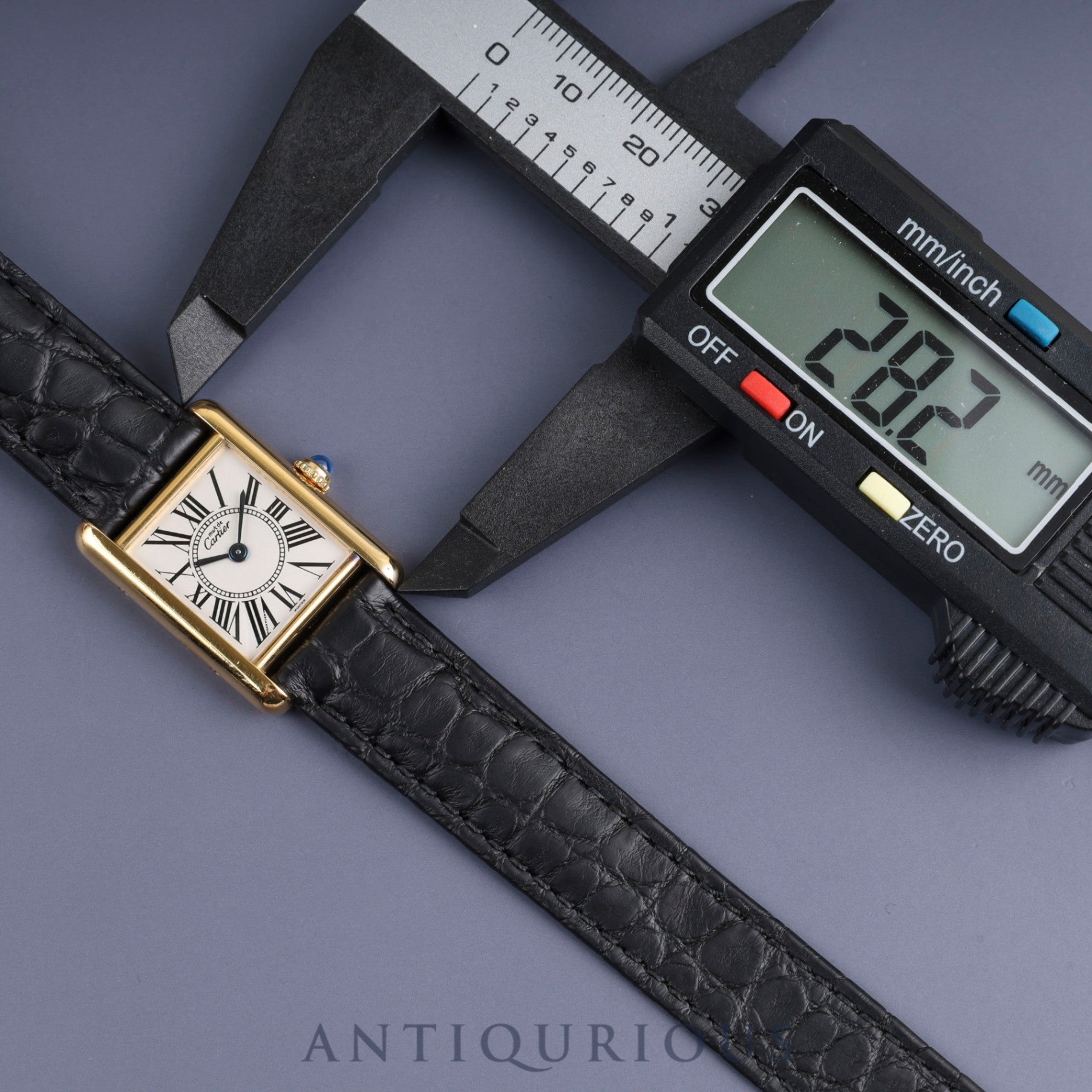 Cartier Must Tank SM W1005554 / 5057001 Quartz Cal.057 SV925 Leather Genuine D-buckle (GP) Opalan dial Genuine replacement belt Box Warranty (1992) Overhauled