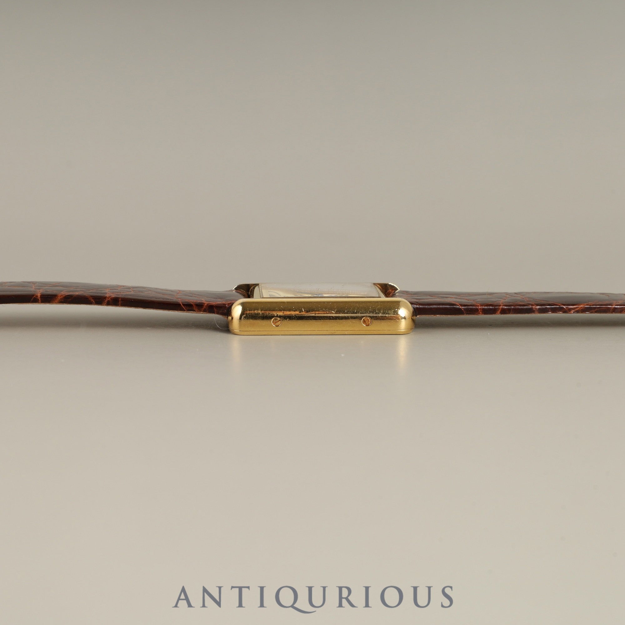 カルティエ マストタンク MM 2415 クォーツ Cal.057 SV925 革 純正尾錠(GP) アイボリーローマン文字盤(ガラス小傷) 箱 冊子 保証書(2004年)オーバーホール済み