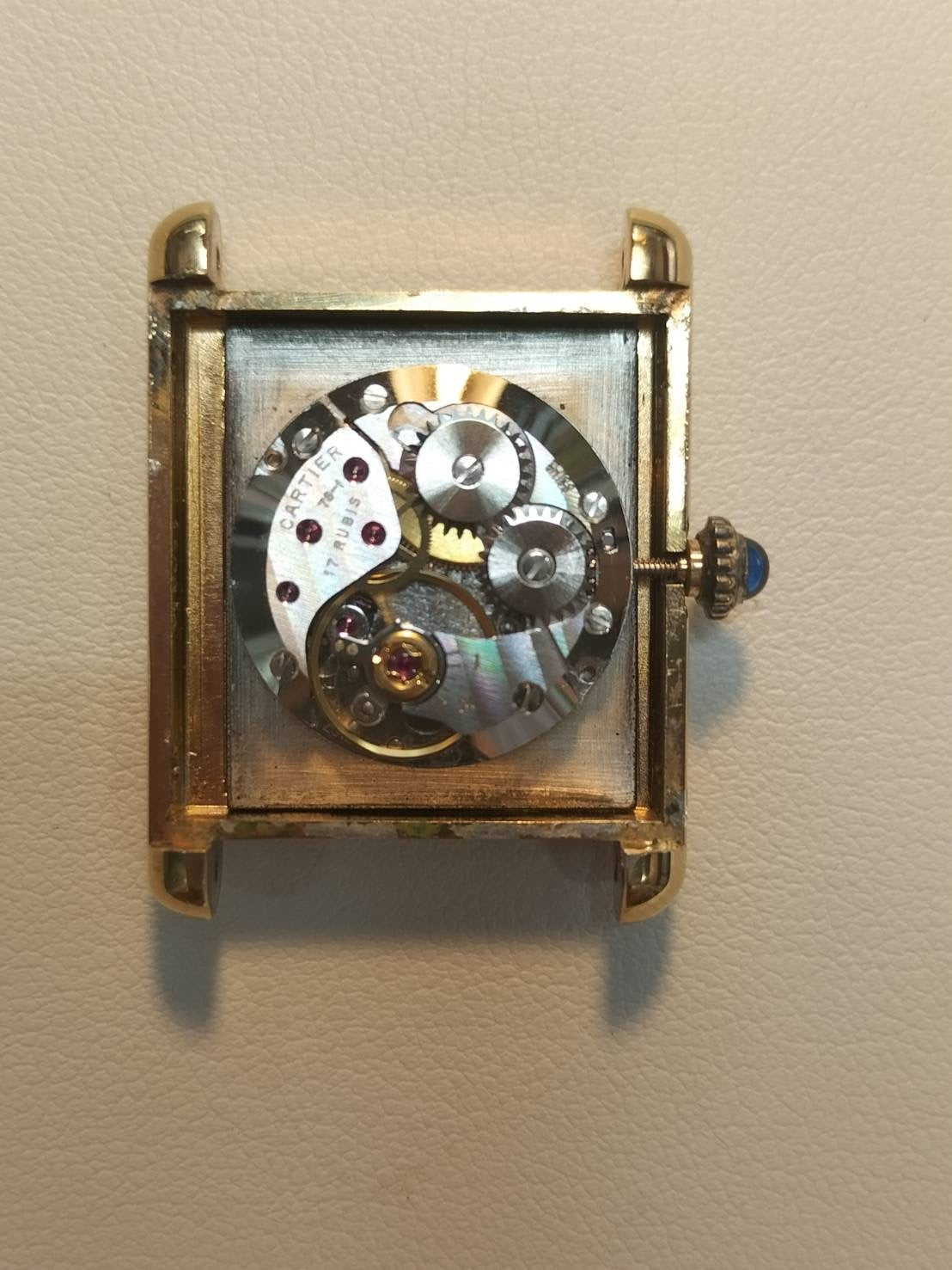 Cartier Must Tank LM Manual Winding Caliber 78-1 SV925 Leather Strap with Genuine GP Buckle, Onyx Dial, Circa 1976-1981, Overhauled and Finished to Like New