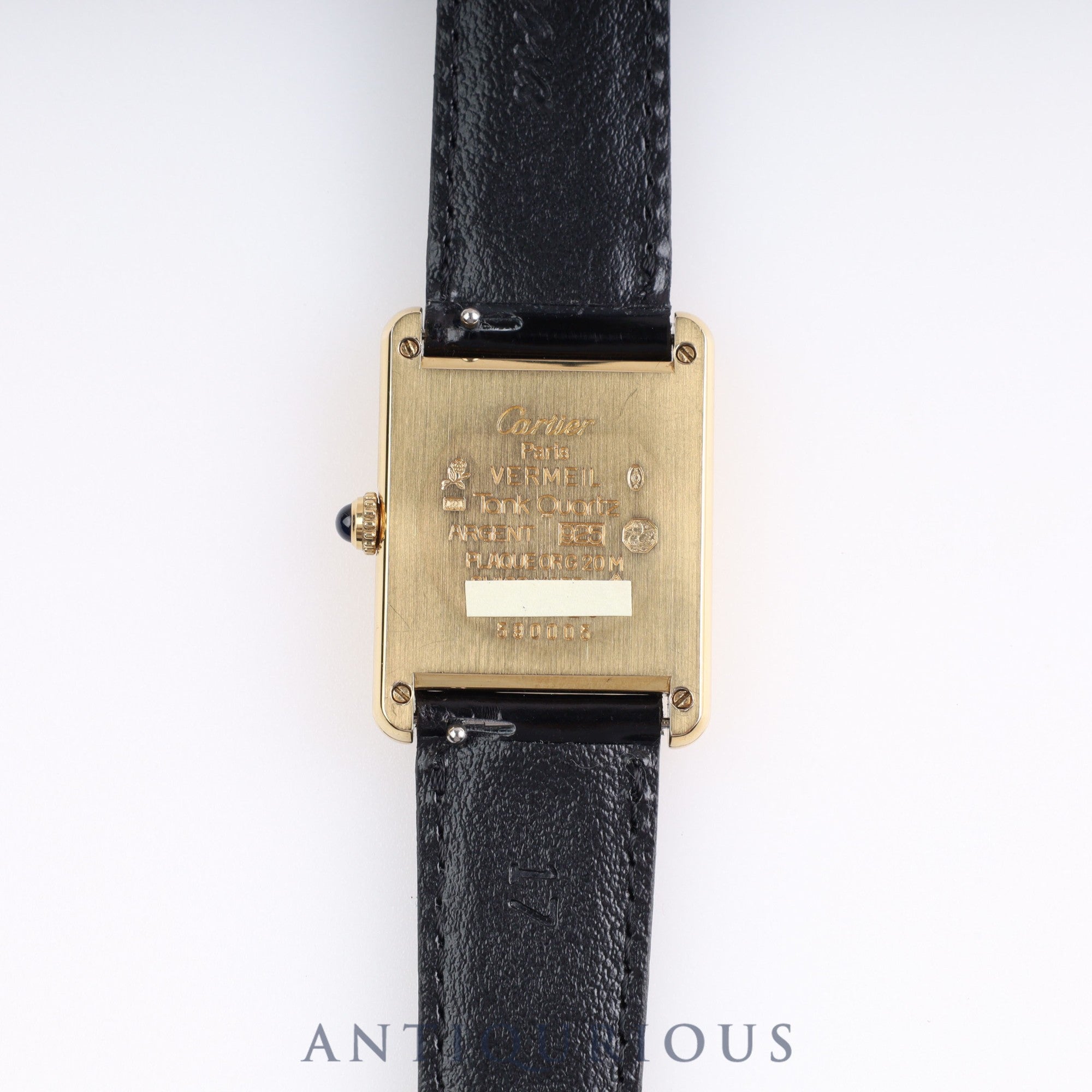 Cartier Must Tank LM QZ 590005 925 Leather Genuine Buckle Vertical Roman Dial