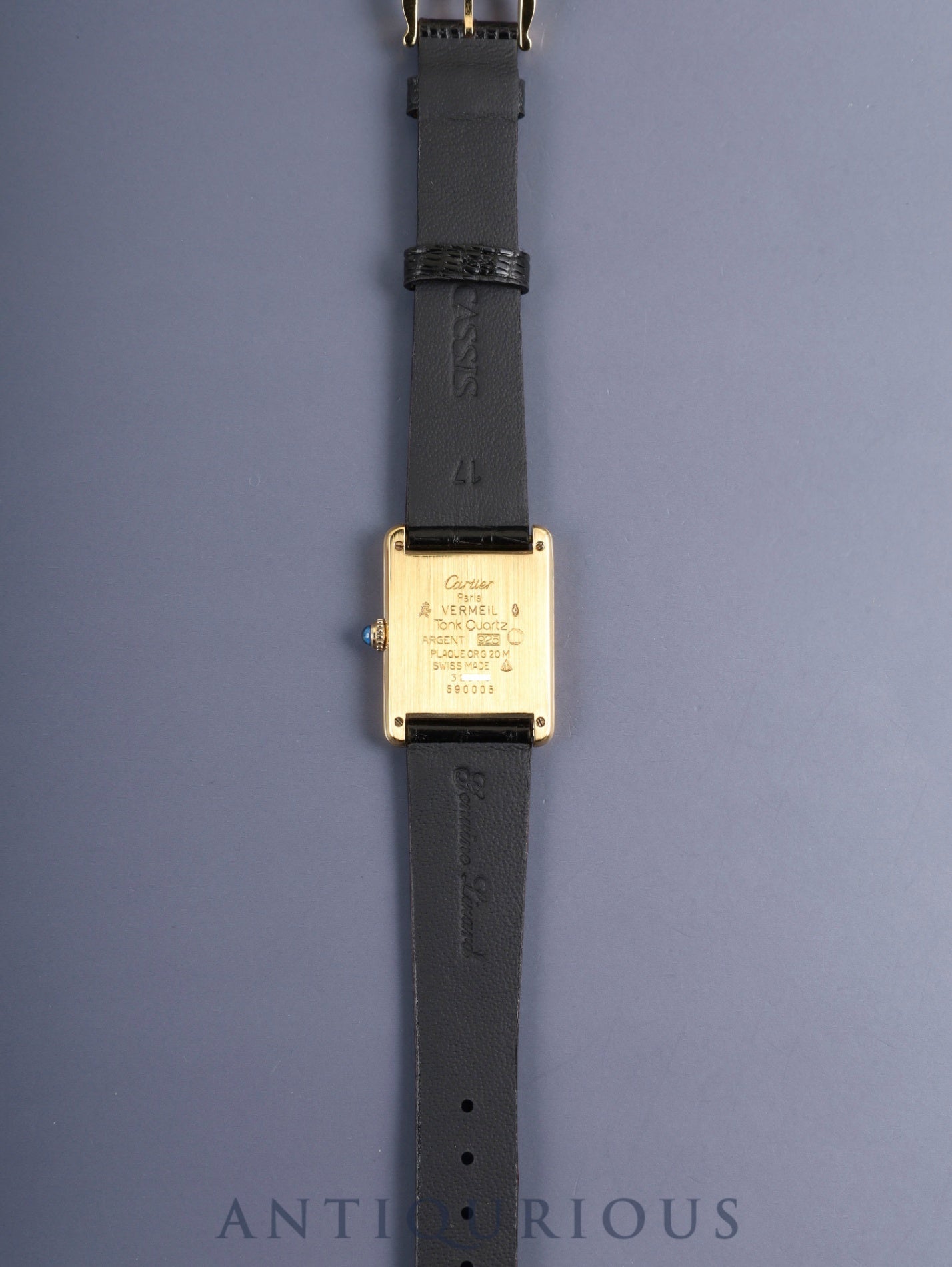 Cartier Must Tank LM 590005 Quartz Cal.90 SV925 Leather Original Pin Buckle (GP) Arabic Dial (SWISS marking) Overhauled Polished